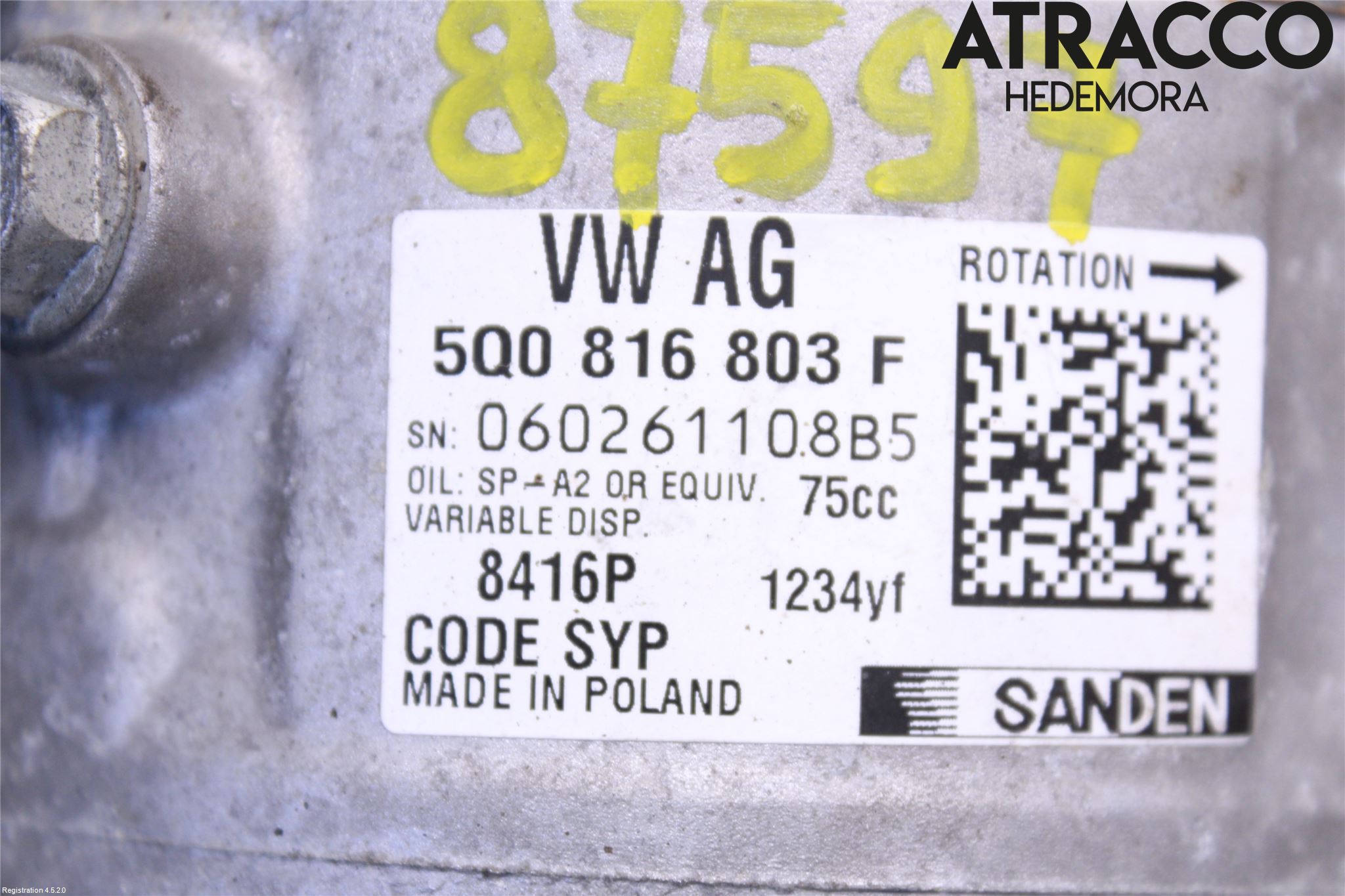 Volkswagen VW CADDY 16-20 Varme Ac Kompressor