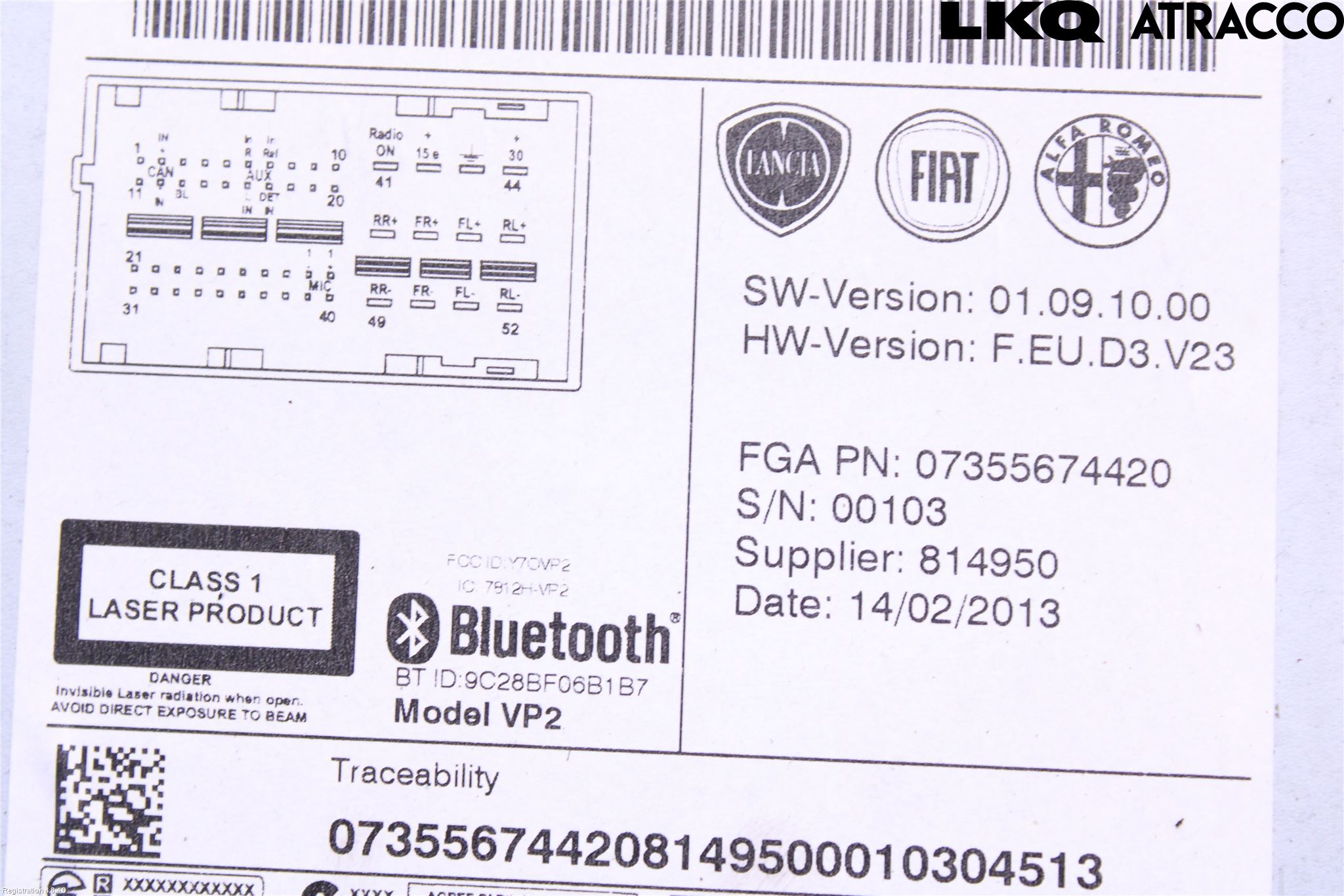 Fiat 500L 13-19 Stereo Radio Med Cd