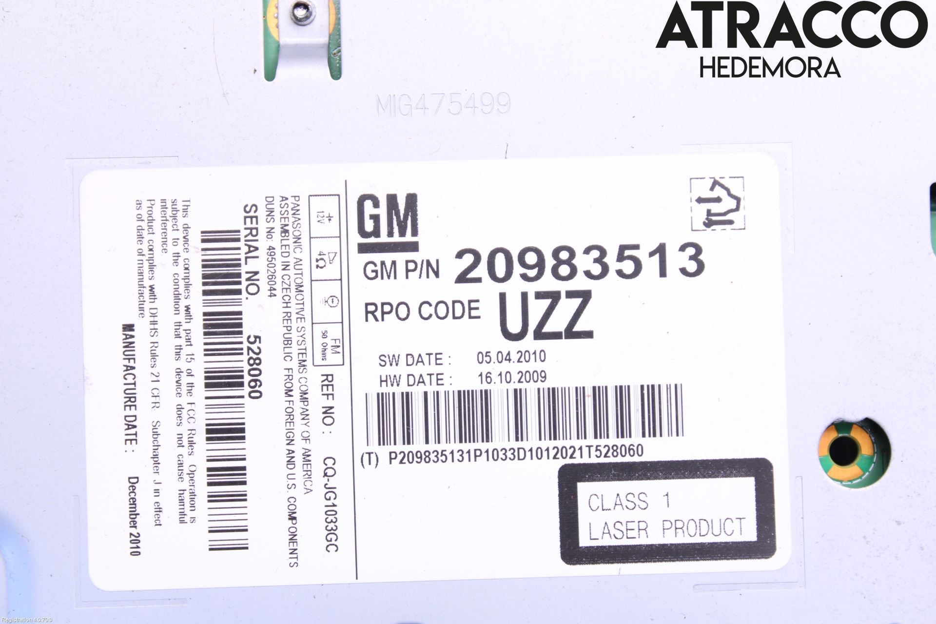 Opel ASTRA J 10-15 Stereo Radio Med Cd