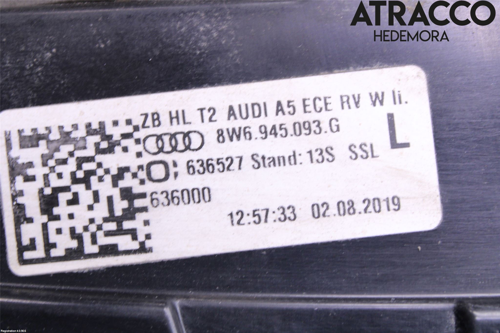 Audi A5 17- Baklykt Venstre  På Luke(Indre