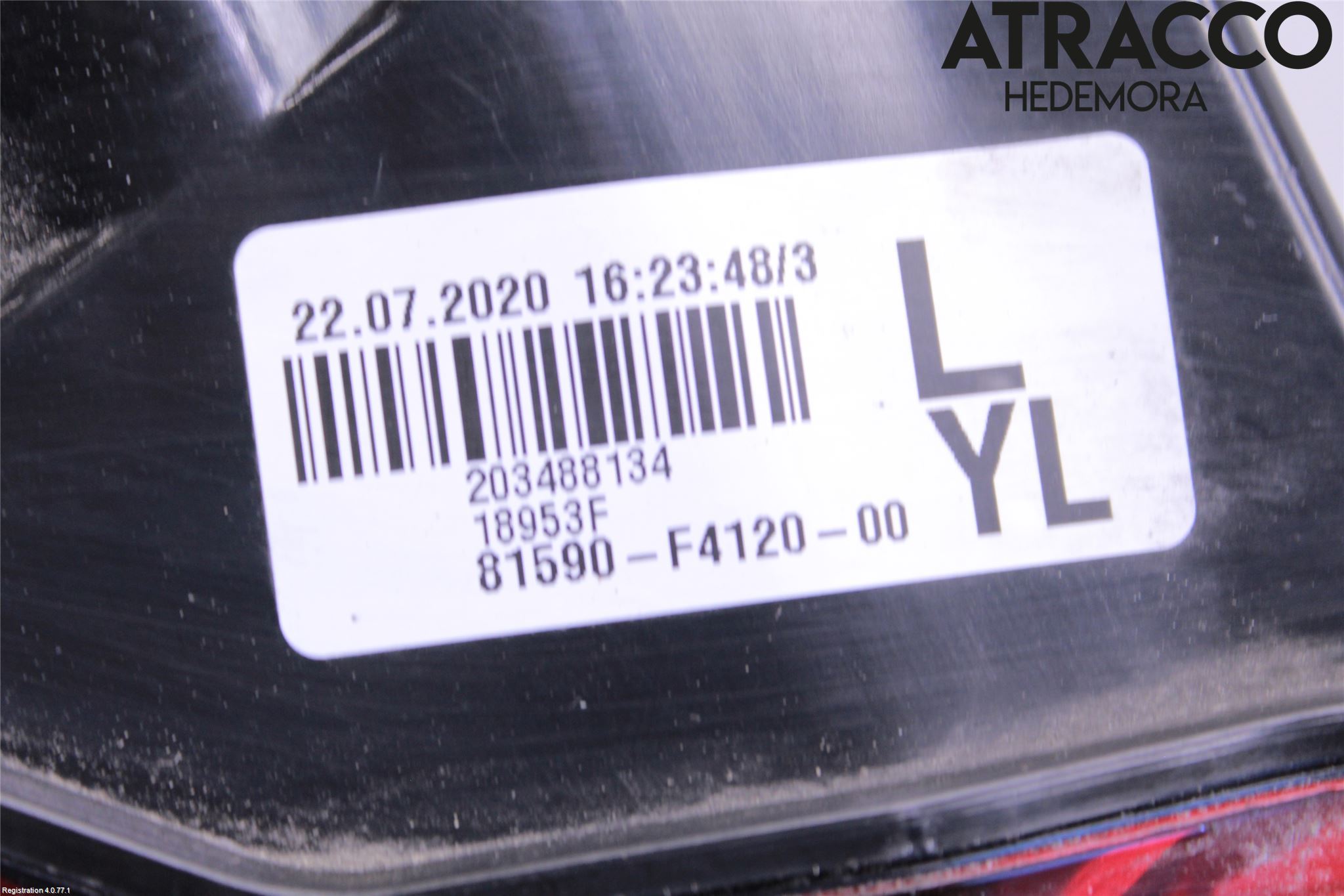 Toyota C-HR 16-23 Baklykt Venstre  På Luke(Indre