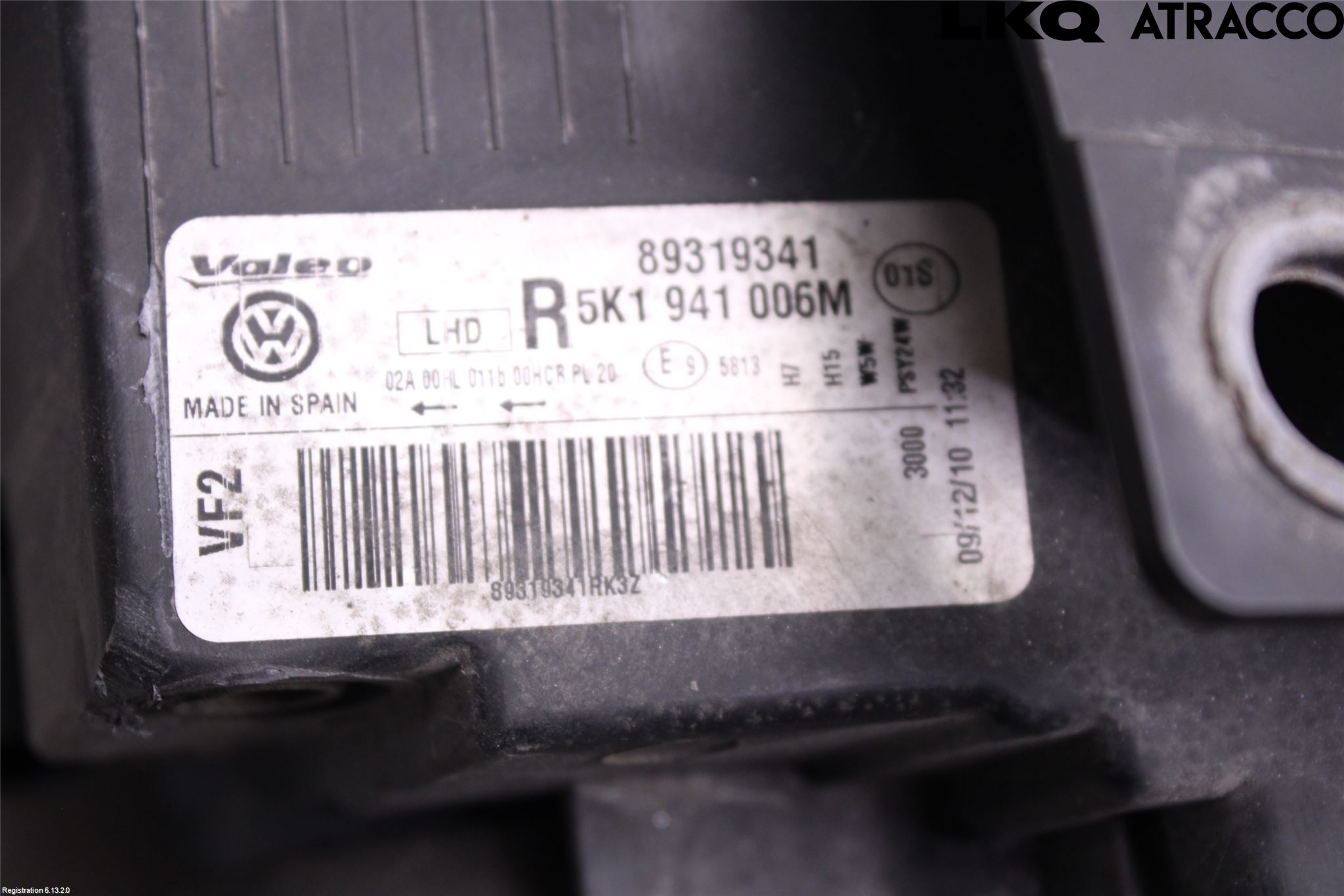 Volkswagen VW GOLF VI 09-13 Frontlykt Høyre