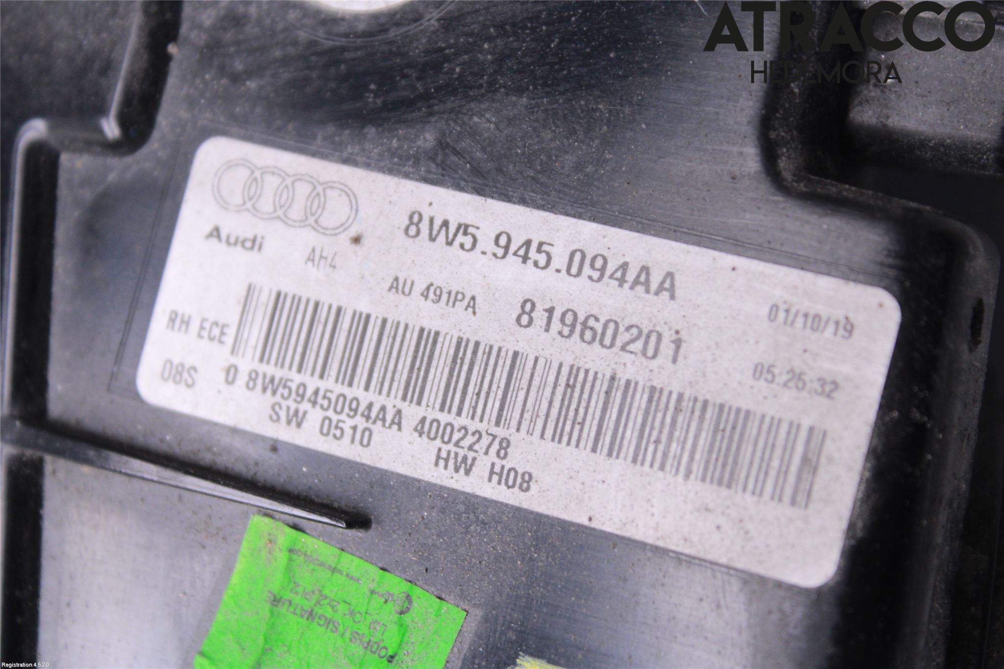 Audi A4/S4 B9 16-19 Baklykt Høyre  På Luke(Indre)