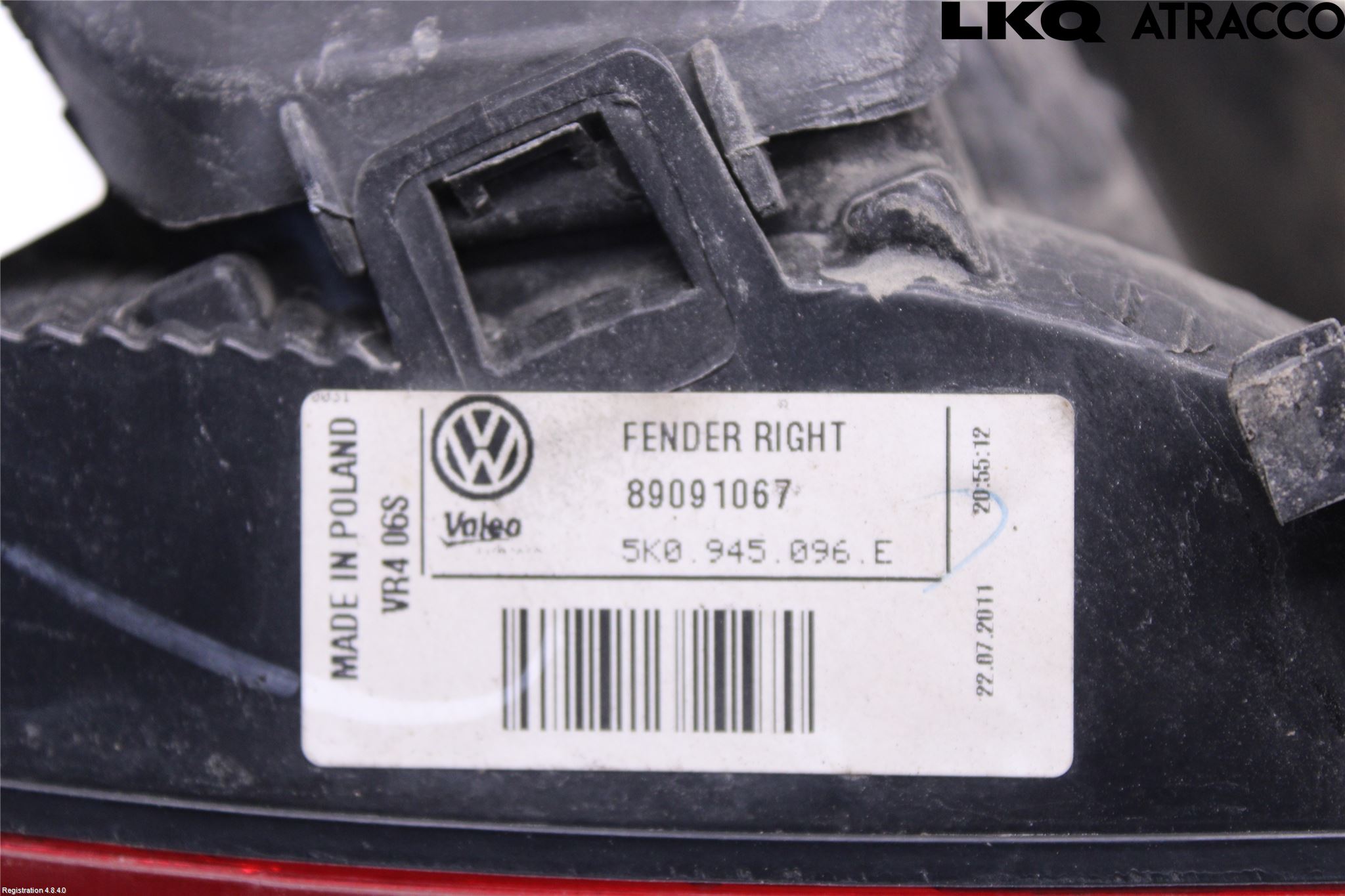 Volkswagen VW GOLF VI 09-13 Baklykt Høyre
