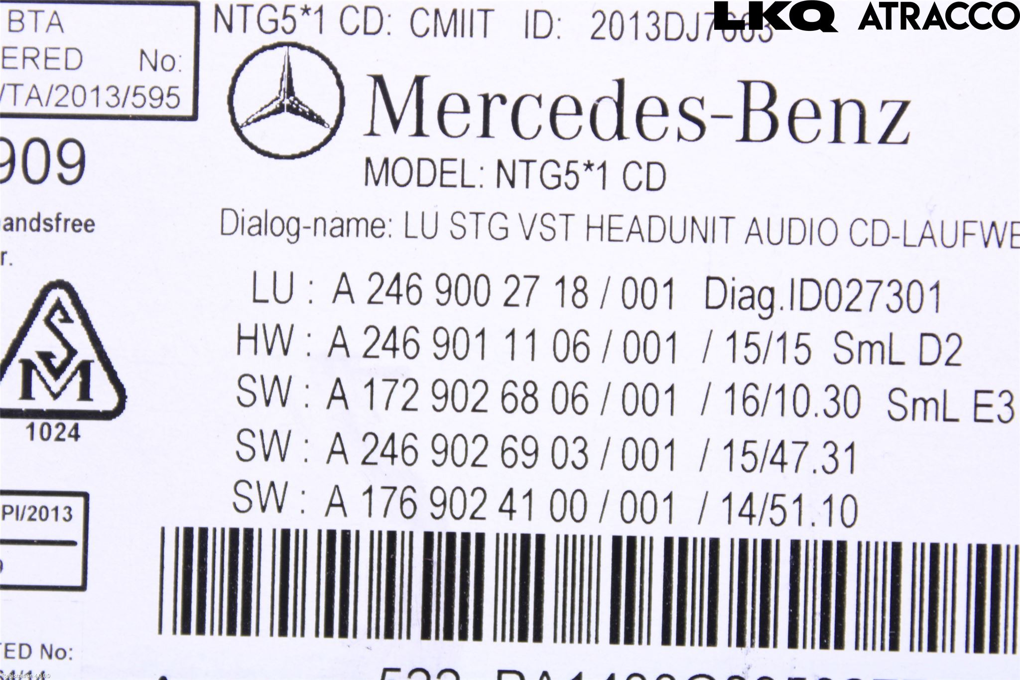 Mercedes-Benz MB CLA-KLASS (C117/X117) 13-19 Stereo Radio Med Cd