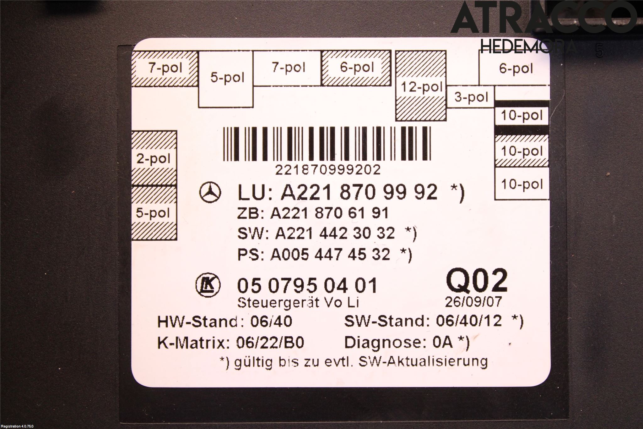 Mercedes-Benz MB S-KLASS (W221) 05-13 Styreenhet Dør