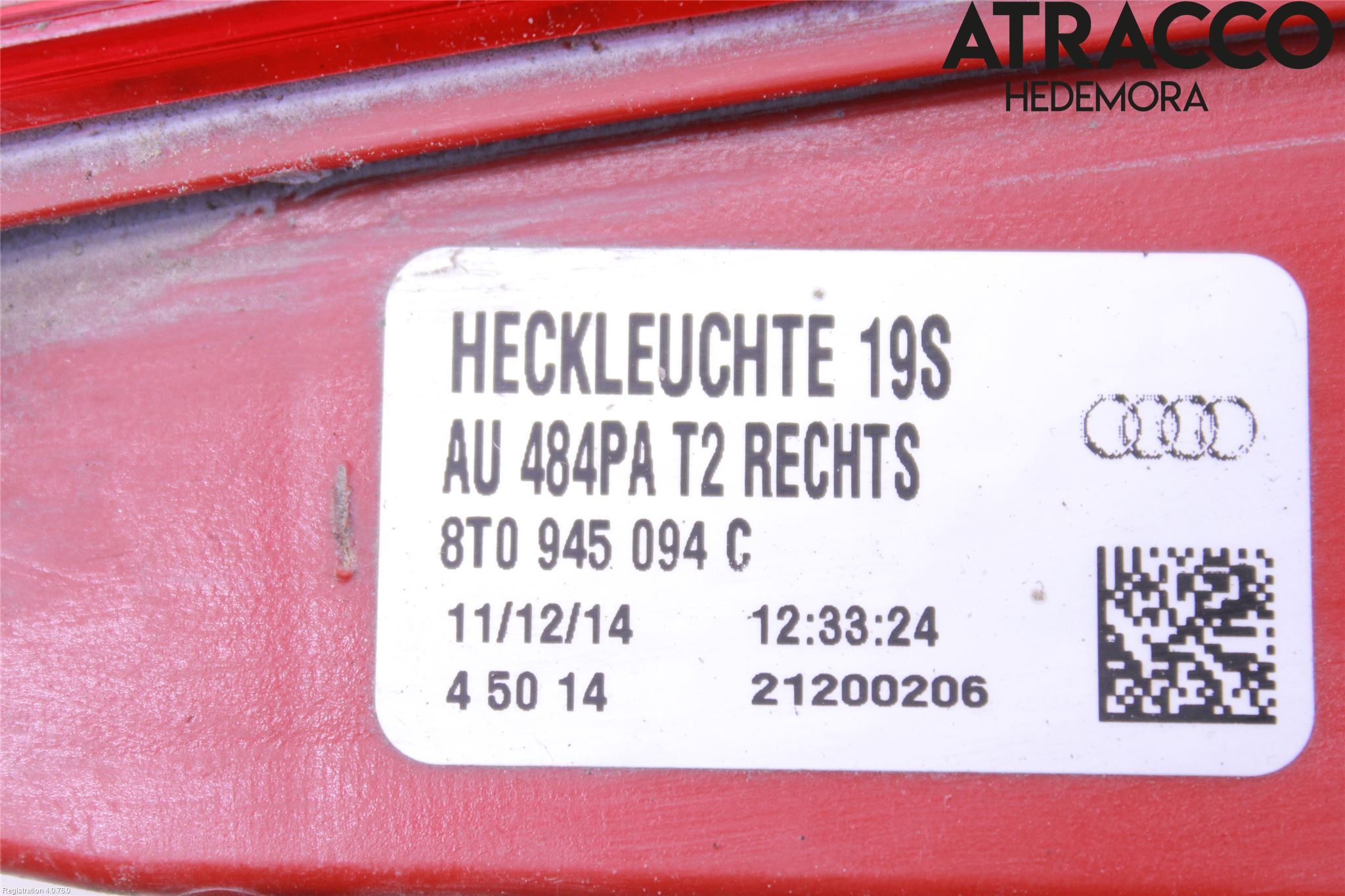 Audi A5 07-16 Baklykt Høyre  På Luke(Indre)