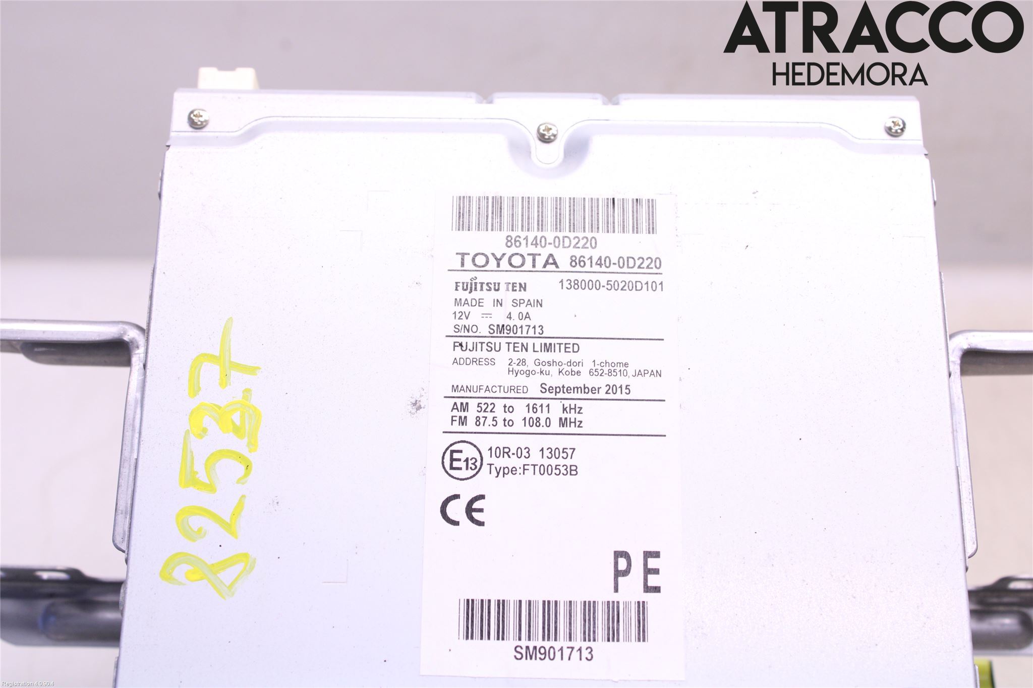 Toyota YARIS XP130 15-20 Stereo Radio
