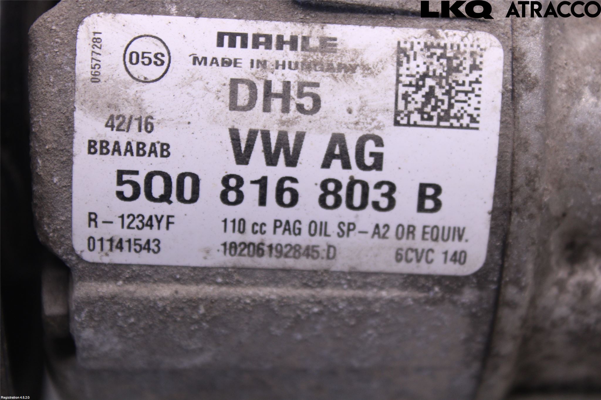 Volkswagen VW GOLF / E-GOLF VII 13-20 Varme Ac Kompressor