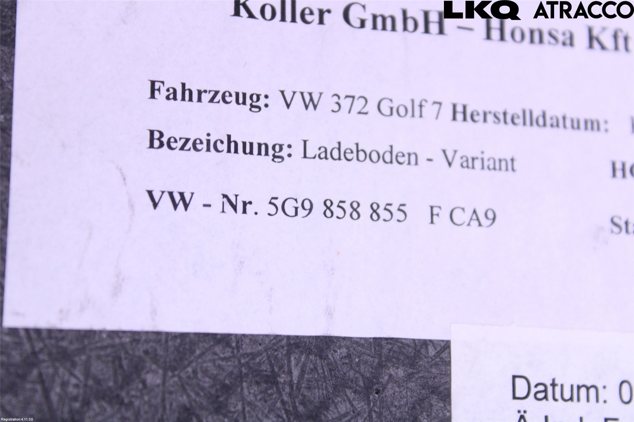 Volkswagen VW GOLF / E-GOLF VII 13-20 Innr Bagasjeromkledsel