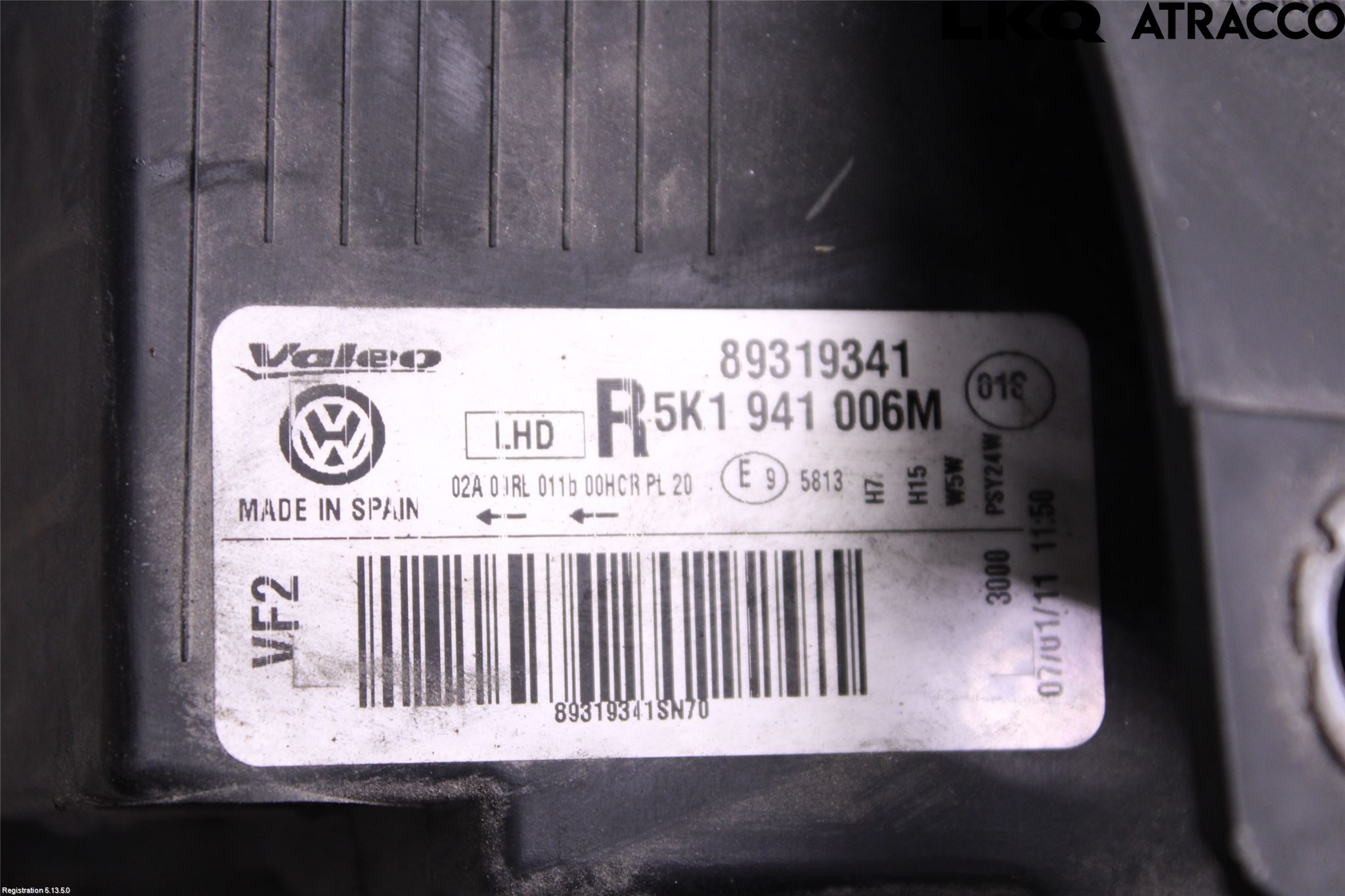 Volkswagen VW GOLF VI 09-13 Frontlykt Høyre
