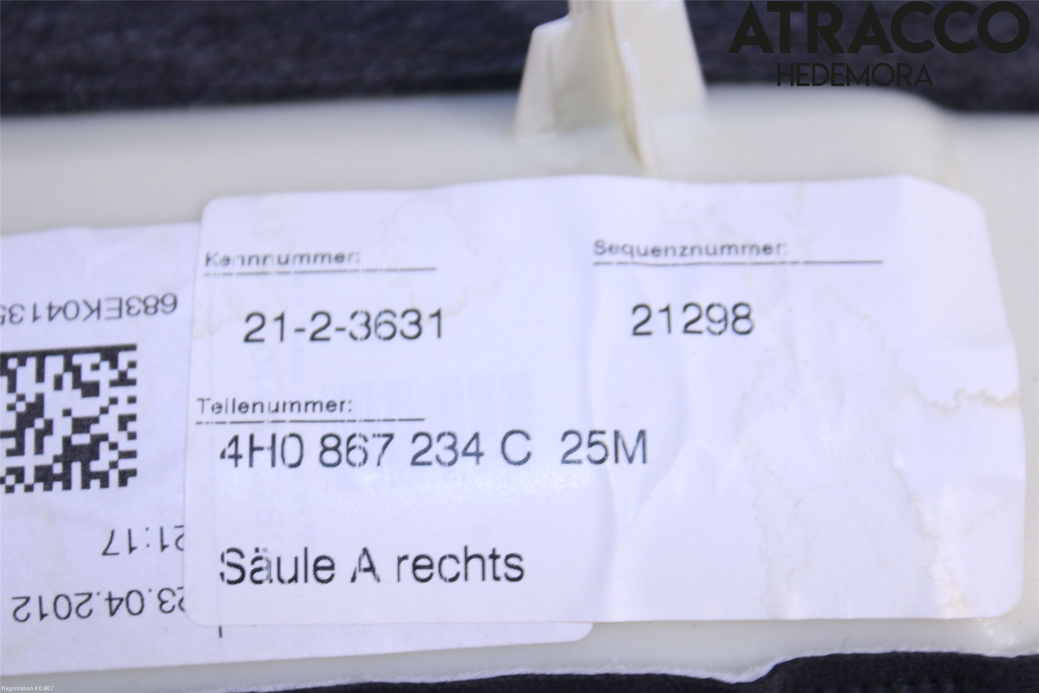 Audi A8/S8 4H 10-17 Innr Deksel A-B-C Stolpe