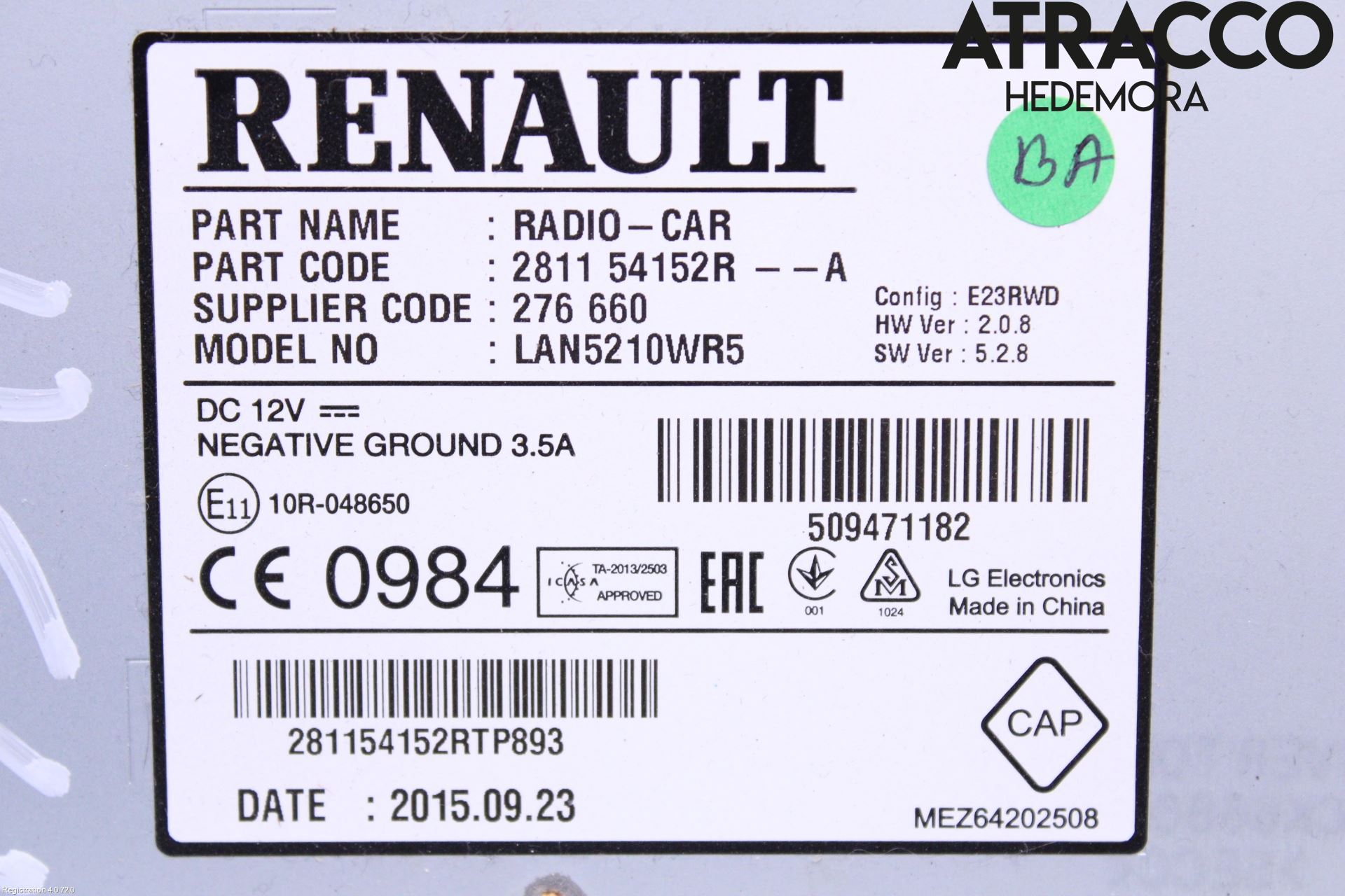 Renault CLIO IV 12-16 Stereo Radio Med Cd