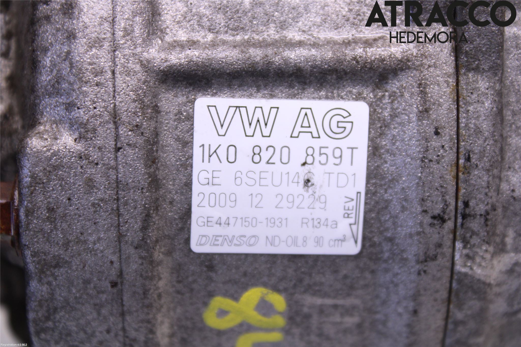 Volkswagen VW GOLF VI 09-13 Varme Ac Kompressor