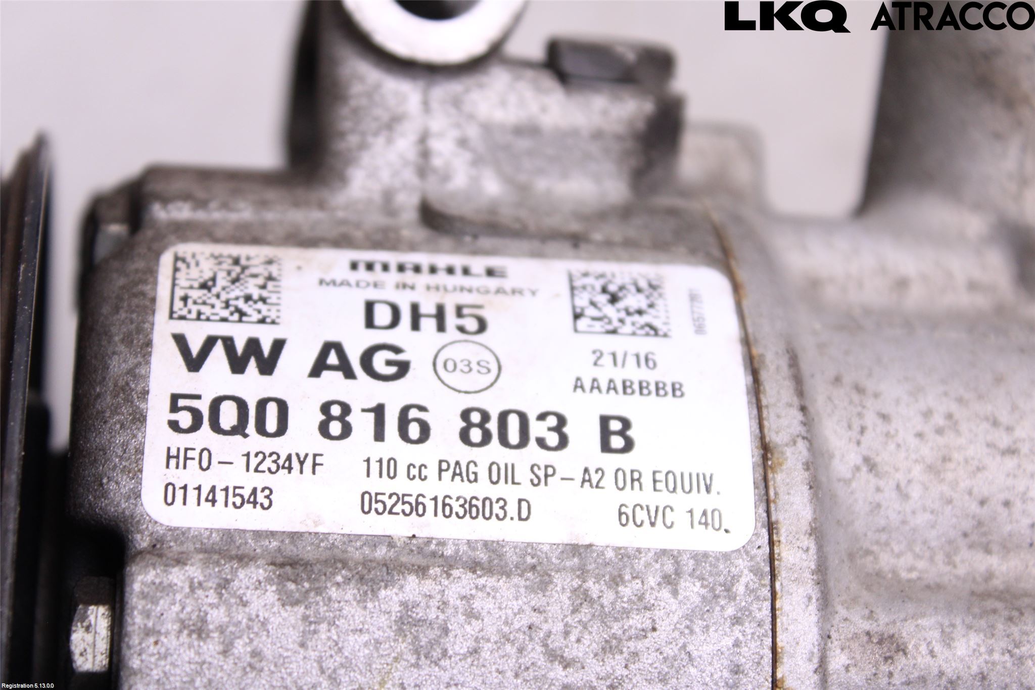 Volkswagen VW GOLF / E-GOLF VII 13-20 Varme Ac Kompressor