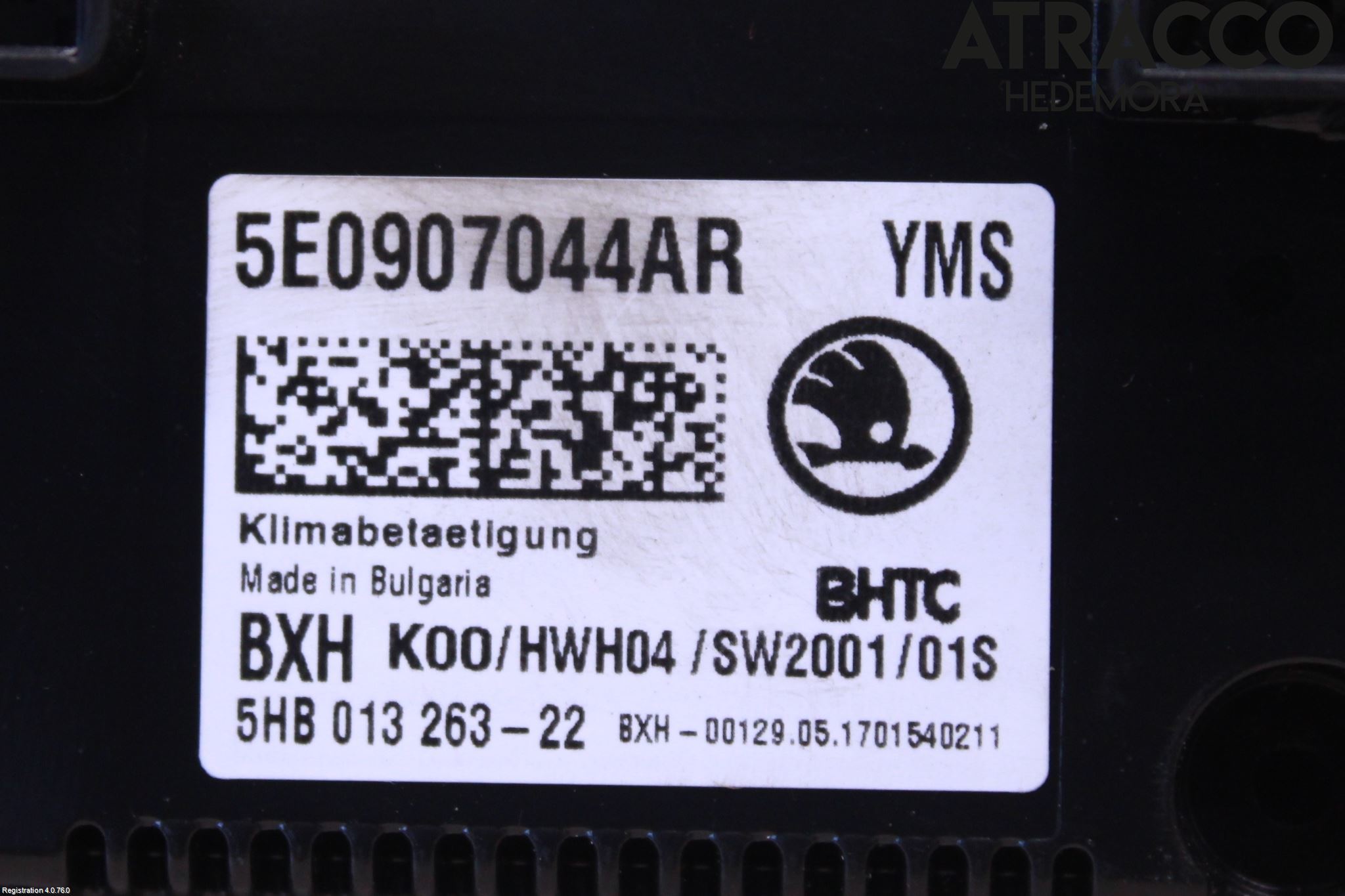 Skoda OCTAVIA (5E) 13-20 Varme Ac Betjening-Display