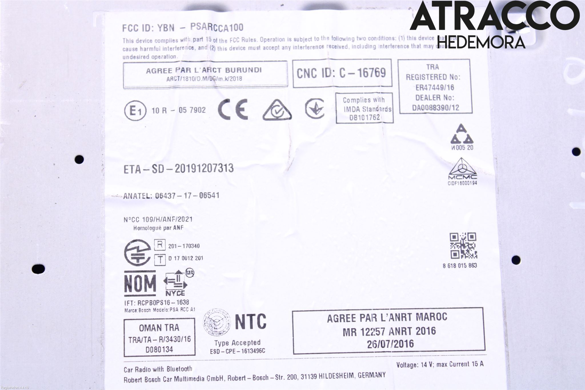 Peugeot 208/E-208 20- Stereo Radio Med Cd