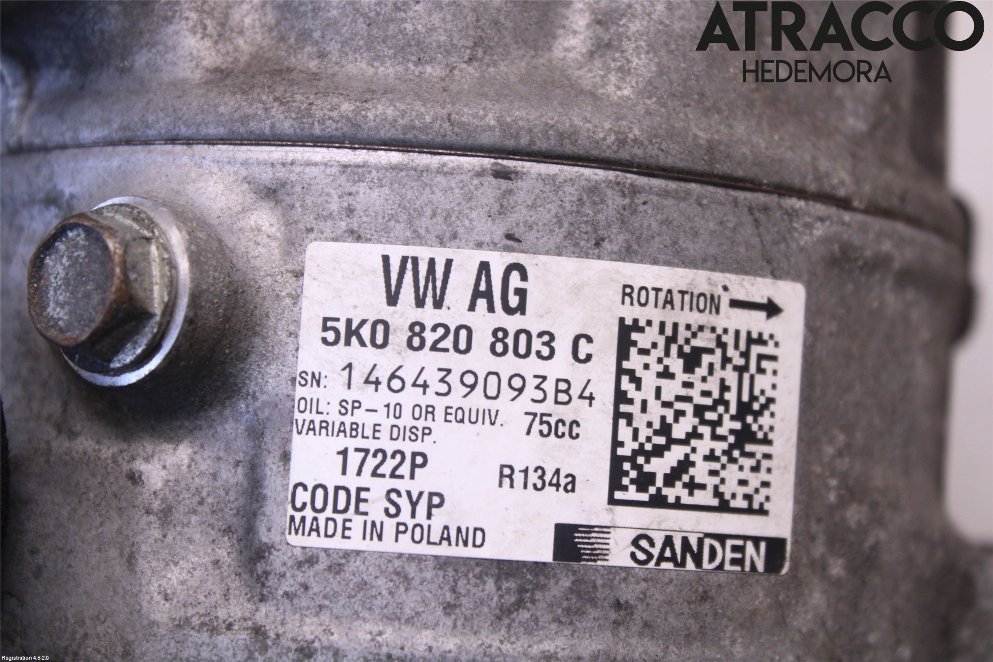 Volkswagen VW TIGUAN 07-16 Varme Ac Kompressor