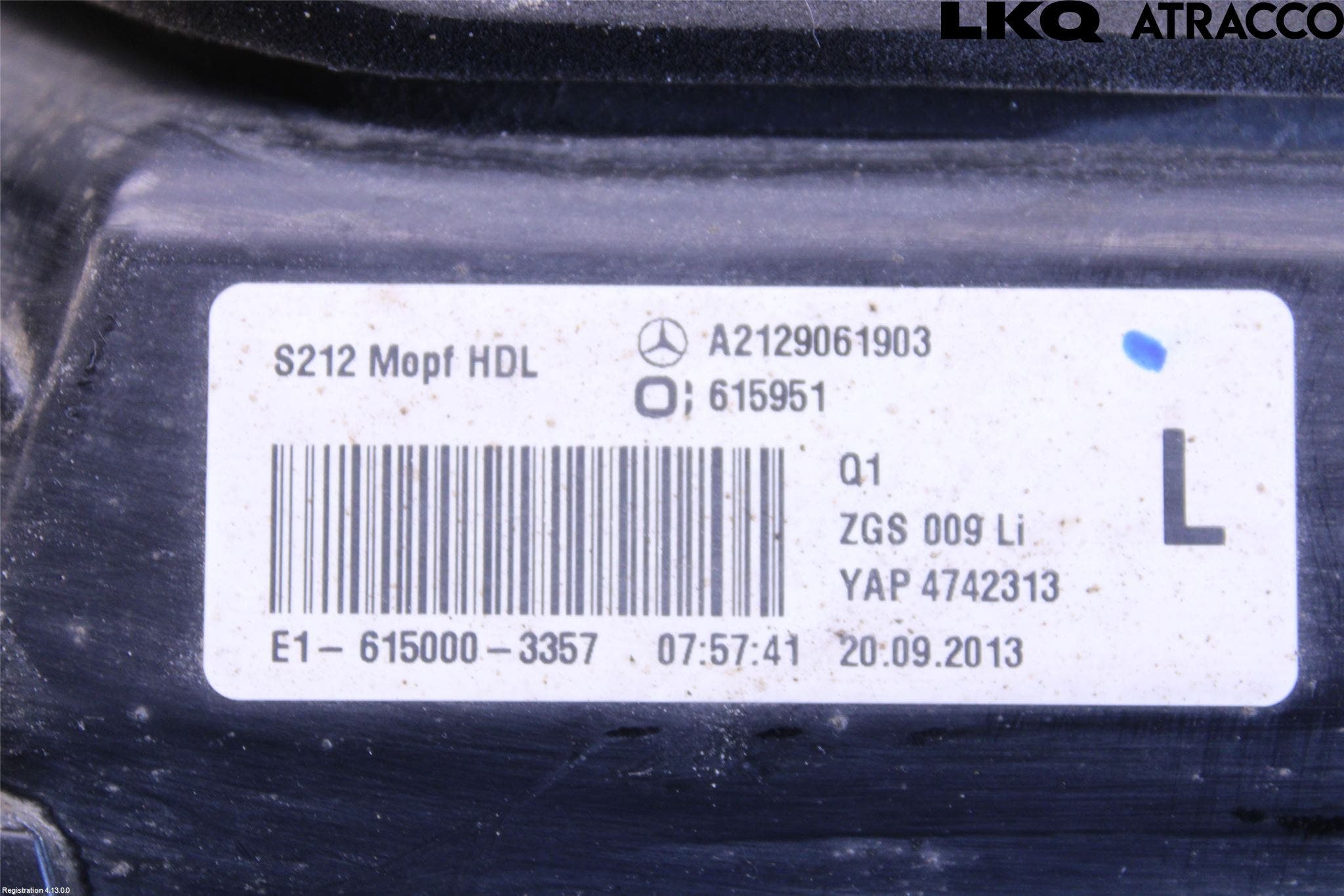 Mercedes-Benz MB E-KLASS (W212) 09-16 Baklykt Venstre På Luke(Indre