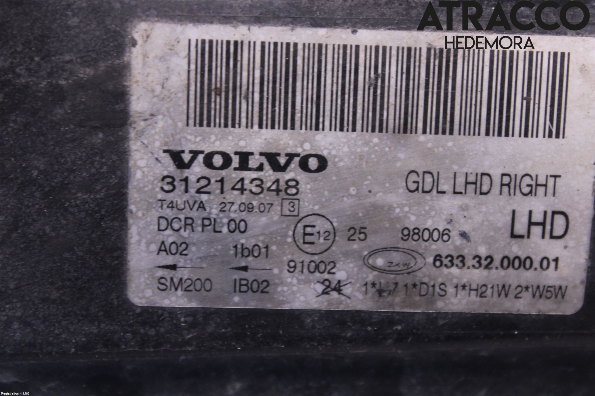 Volvo V70 08-13 Frontlykt Høyre