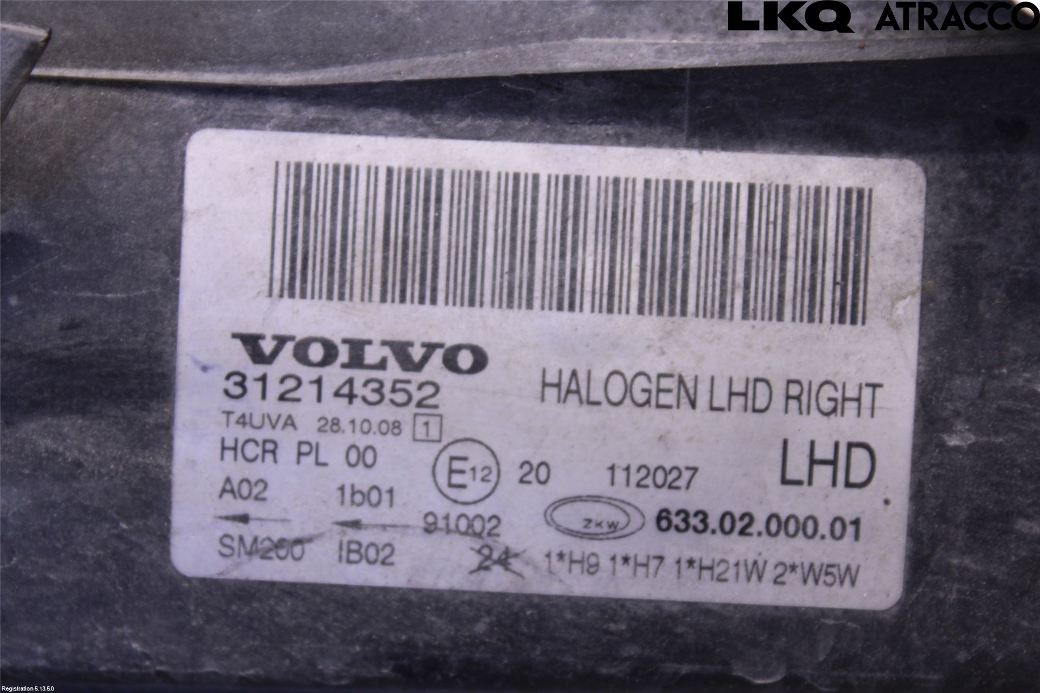 Volvo V70 08-13 Frontlykt Høyre