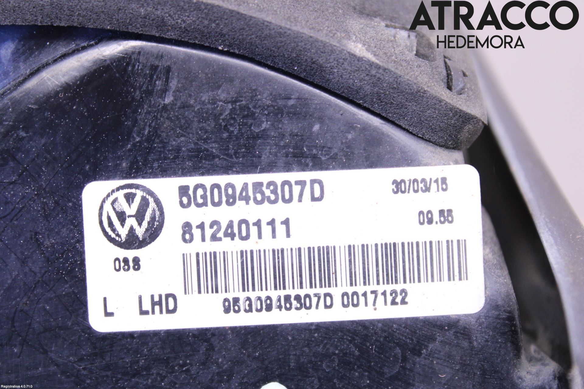 Volkswagen VW GOLF / E-GOLF VII 13-20 Baklykt Venstre  På Luke(Indre