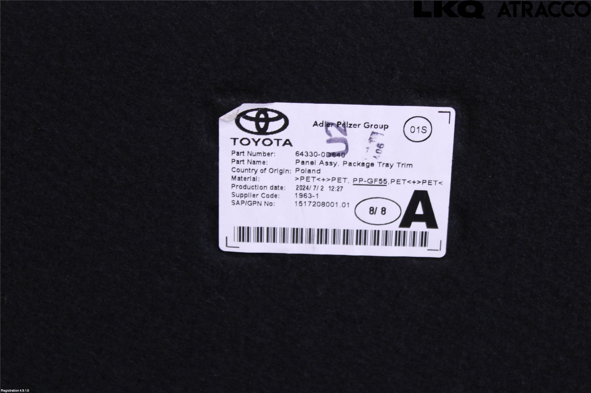 Toyota YARIS XP21 20- Innr Hattehylle