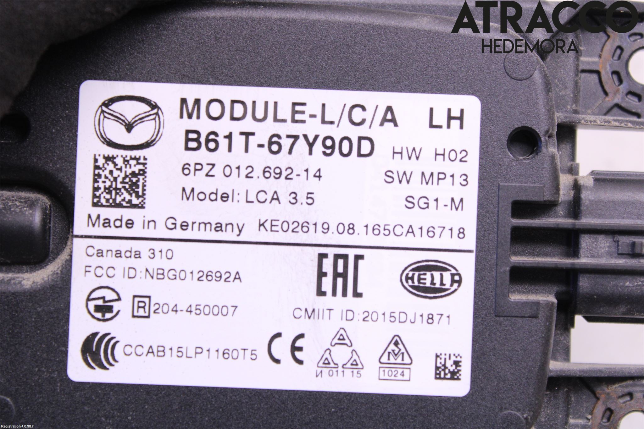 Mazda 3 III 14-19 Sensor Kollisjonsbeskyttelse