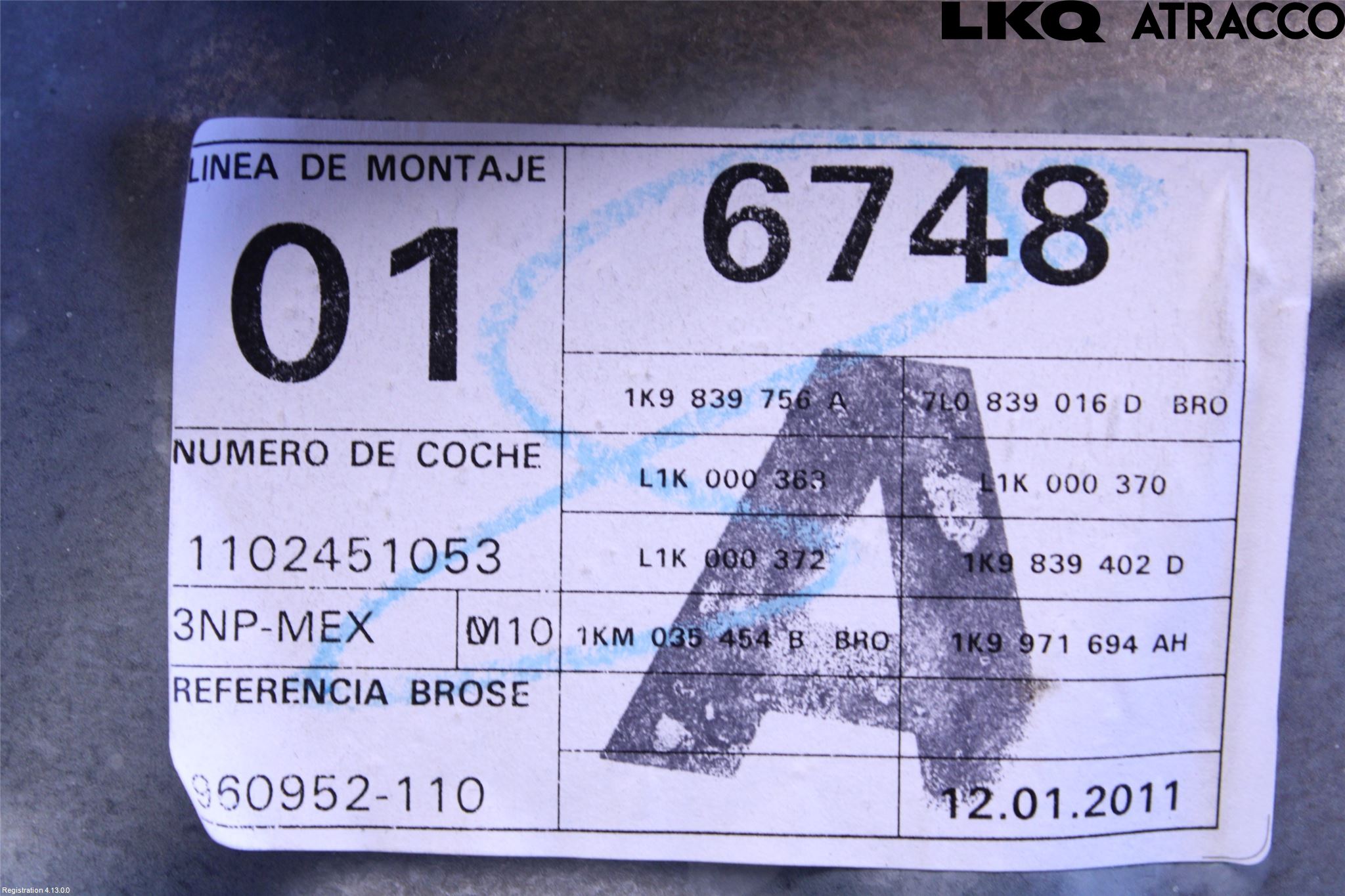 Volkswagen VW GOLF VI 09-13 Vindusheis El Komp