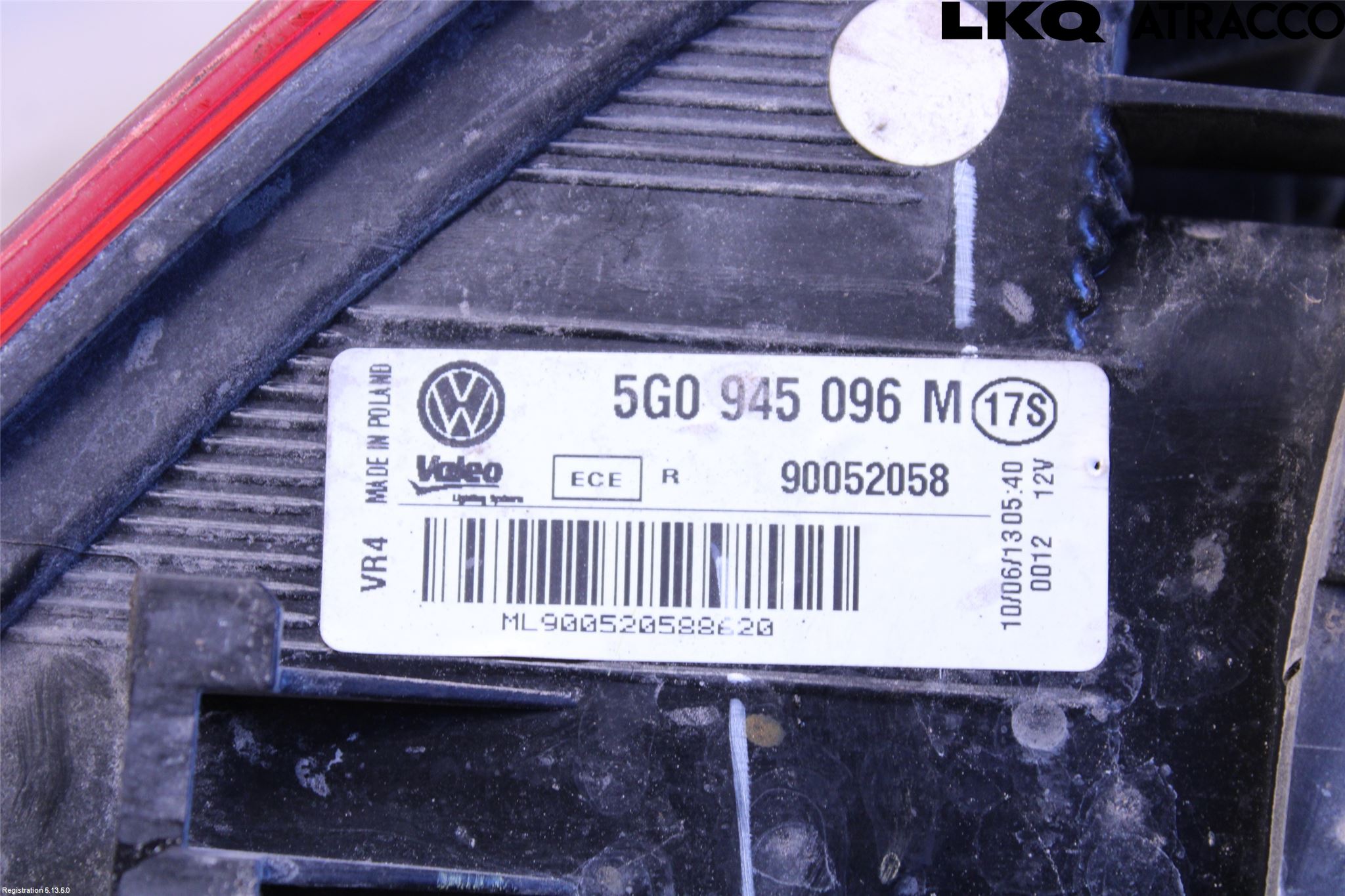 Volkswagen VW GOLF / E-GOLF VII 13-20 Baklykt Høyre