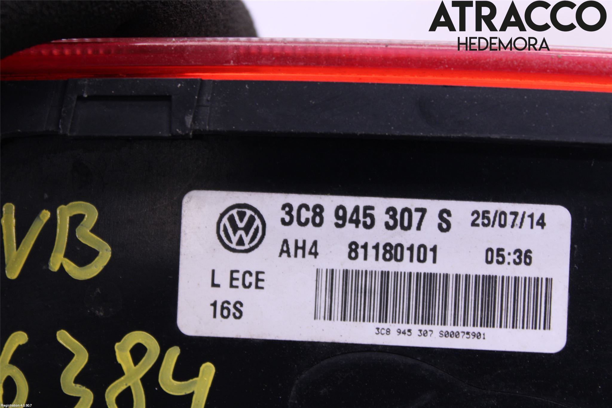 Volkswagen VW PASSAT CC 08-16 Baklykt Venstre  På Luke(Indre