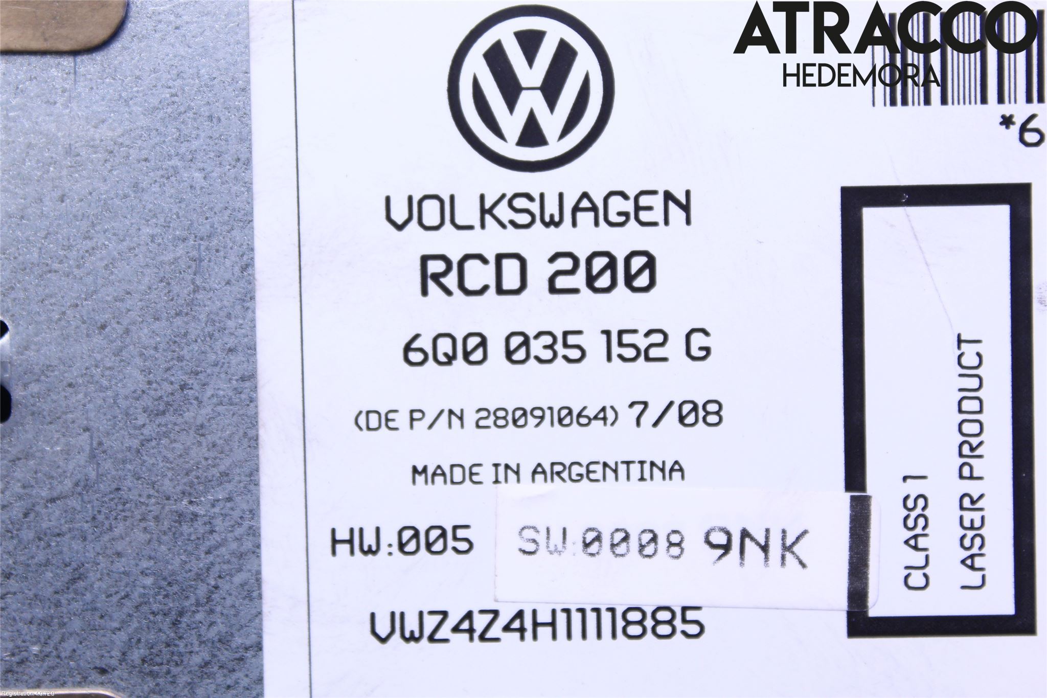 Volkswagen VW POLO 05-09 Stereo Radio Med Cd