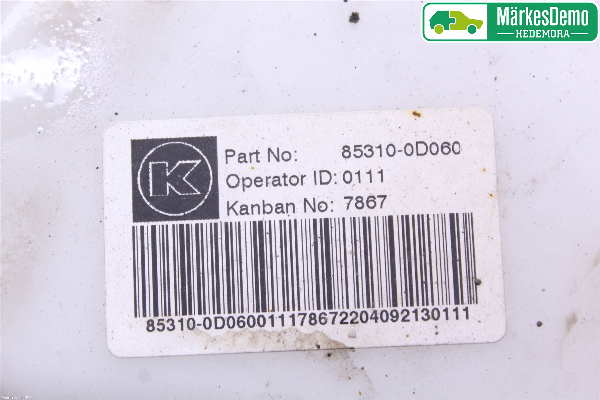 Toyota YARIS XP90 06-11 Spylerbeholder Frontrute-Lykte