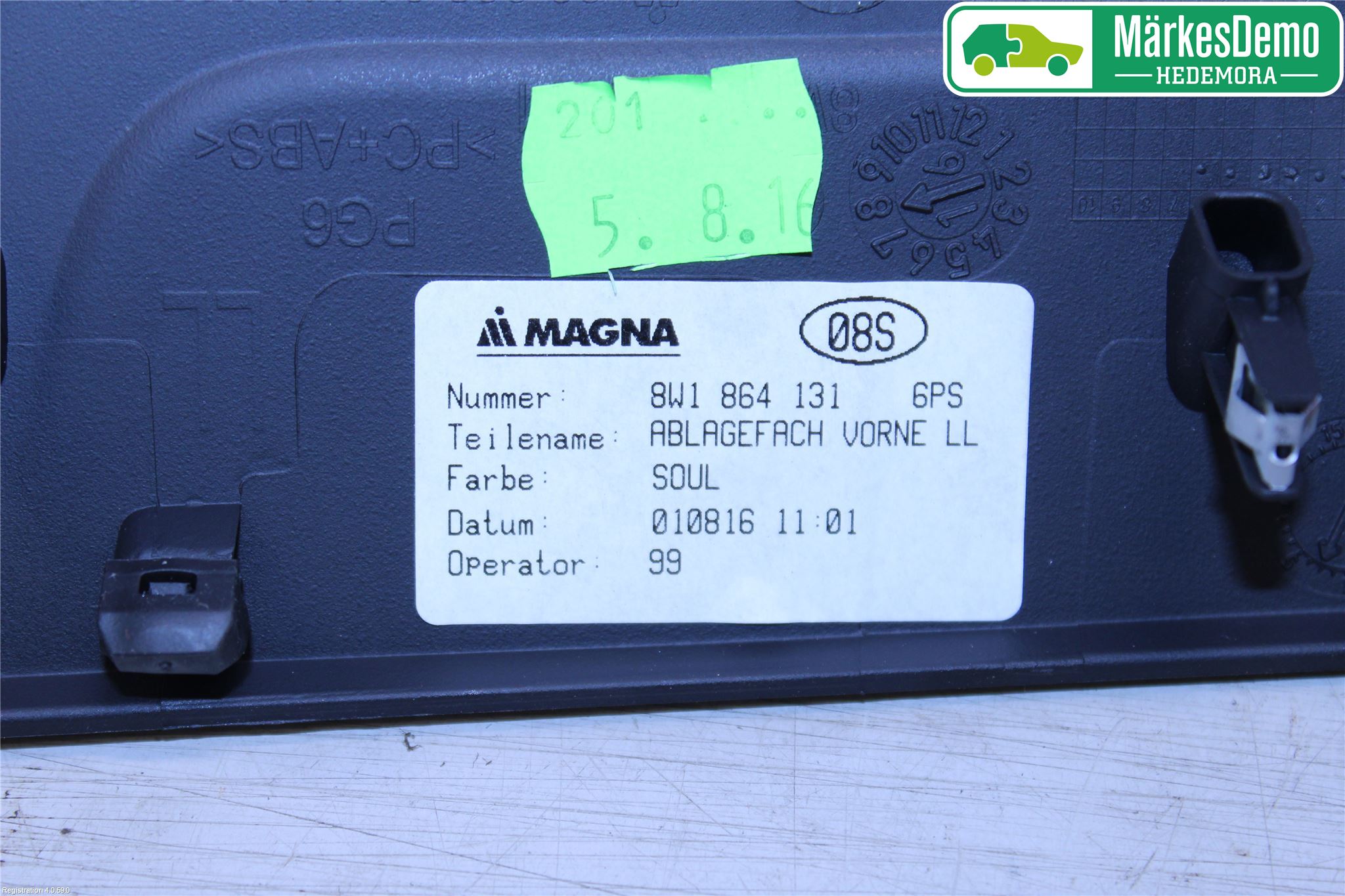Audi A4/S4 B9 16-19 Innr Oppbevaringsrom