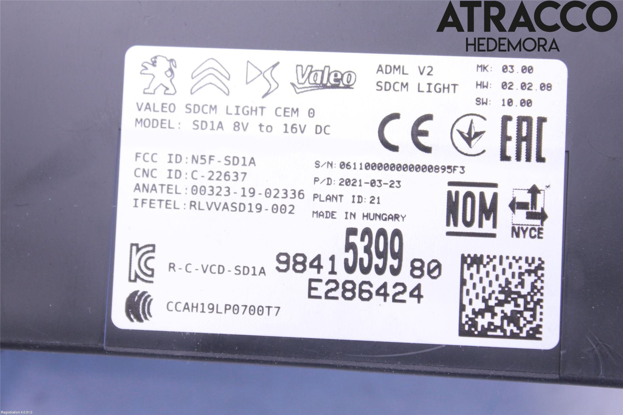 Citroen C4/E-C4 C4X/E-C4X III 21- Styreenhet Øvrig