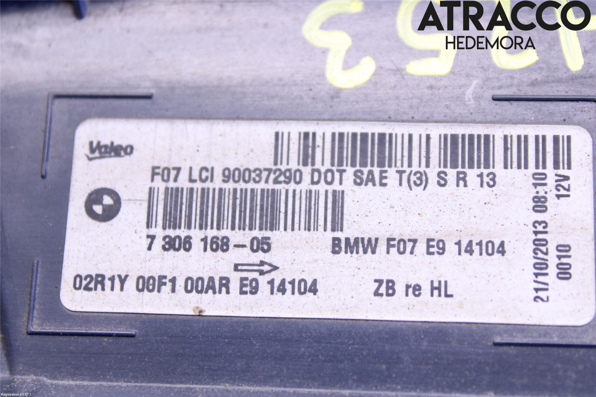 BMW 5 GT F07 09-17 Baklykt Høyre  På Luke(Indre)