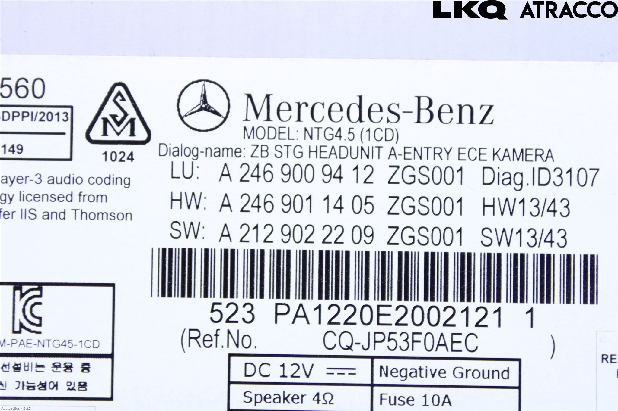 Mercedes-Benz MB CLA-KLASS (C117/X117) 13-19 Stereo Radio Med Cd