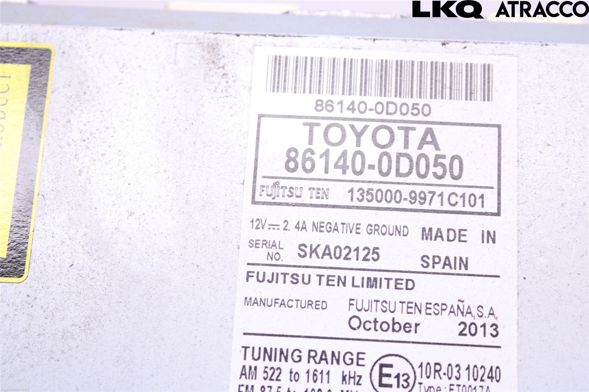 Toyota YARIS XP130 12-14 Stereo Radio Med Cd