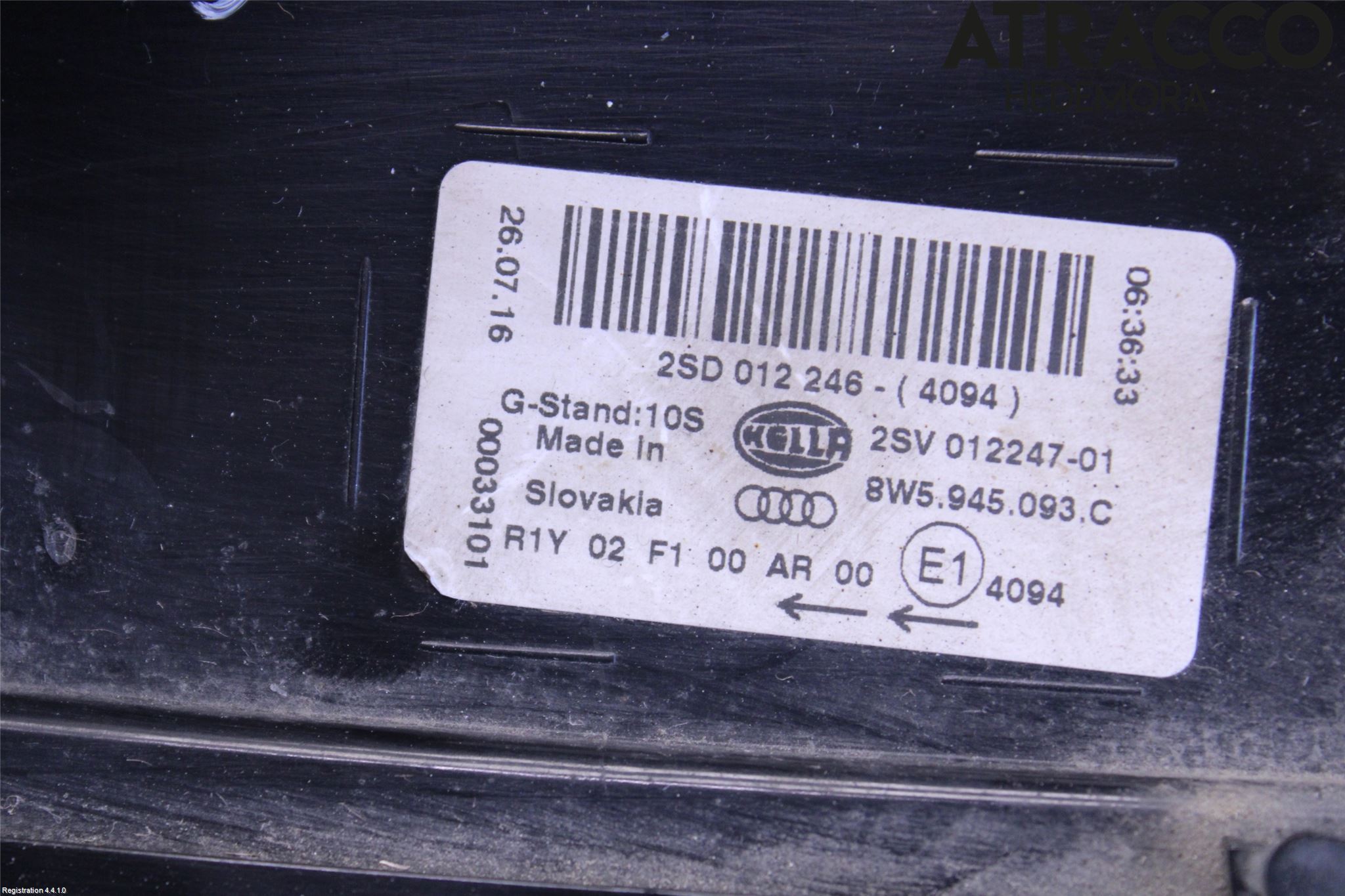Audi A4/S4 B9 16-19 Baklykt Venstre  På Luke(Indre