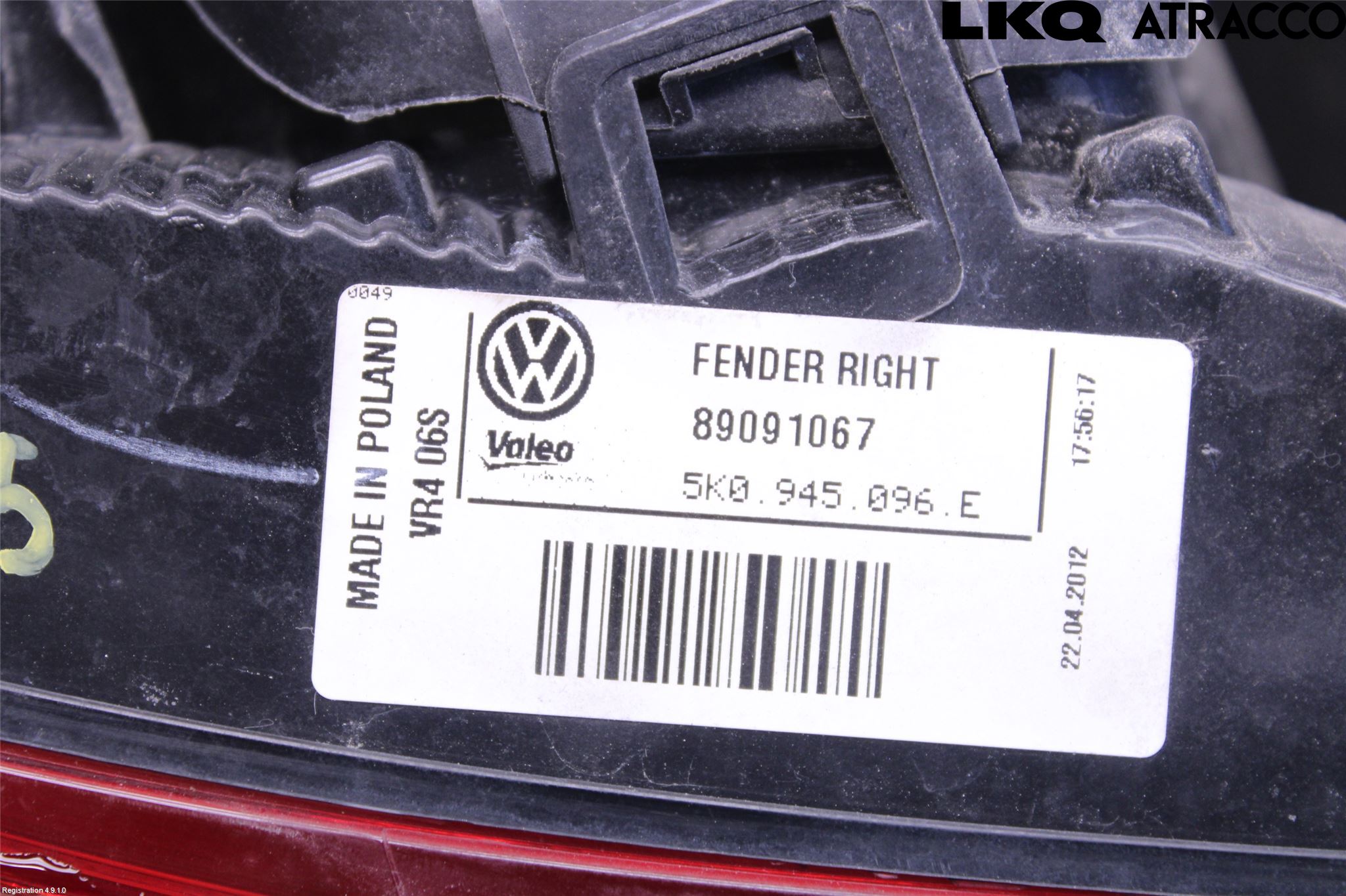 Volkswagen VW GOLF VI 09-13 Baklykt Høyre