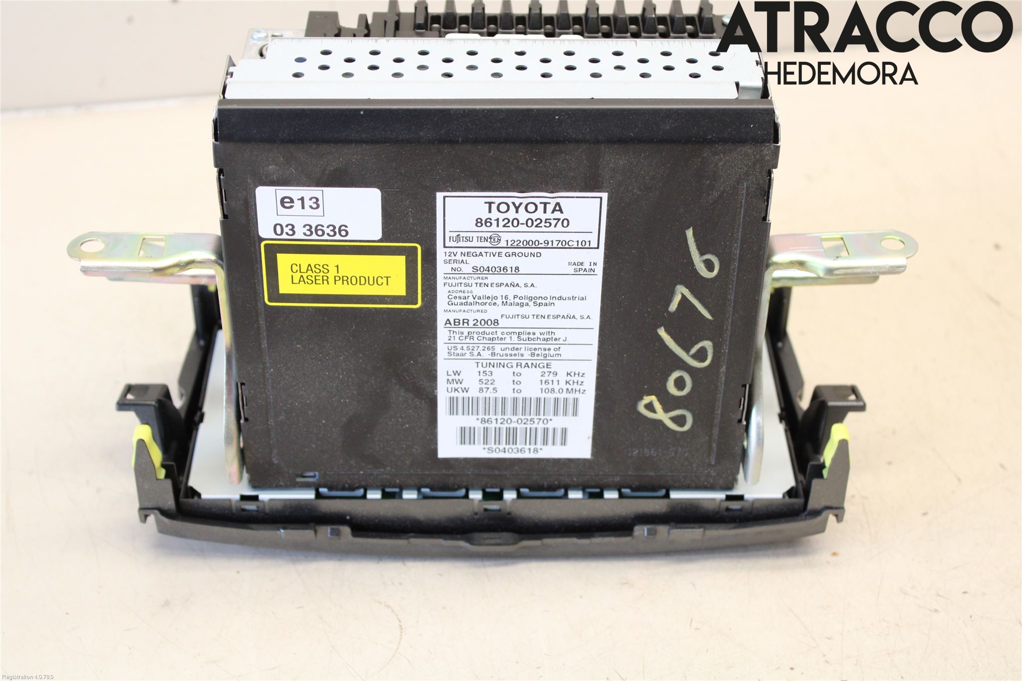 Toyota AURIS 07-09 Stereo Radio Med Cd