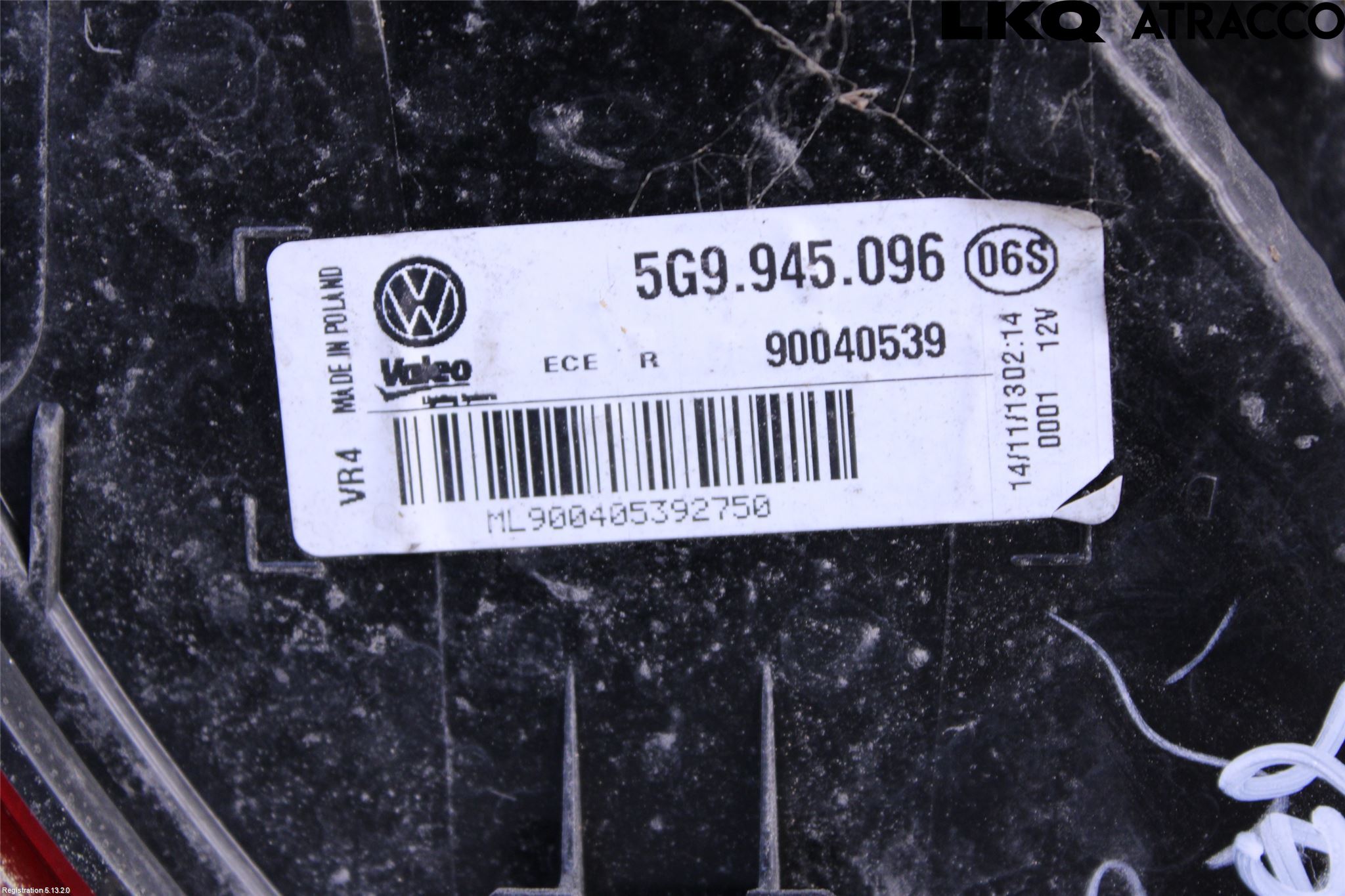 Volkswagen VW GOLF / E-GOLF VII 13-20 Baklykt Høyre