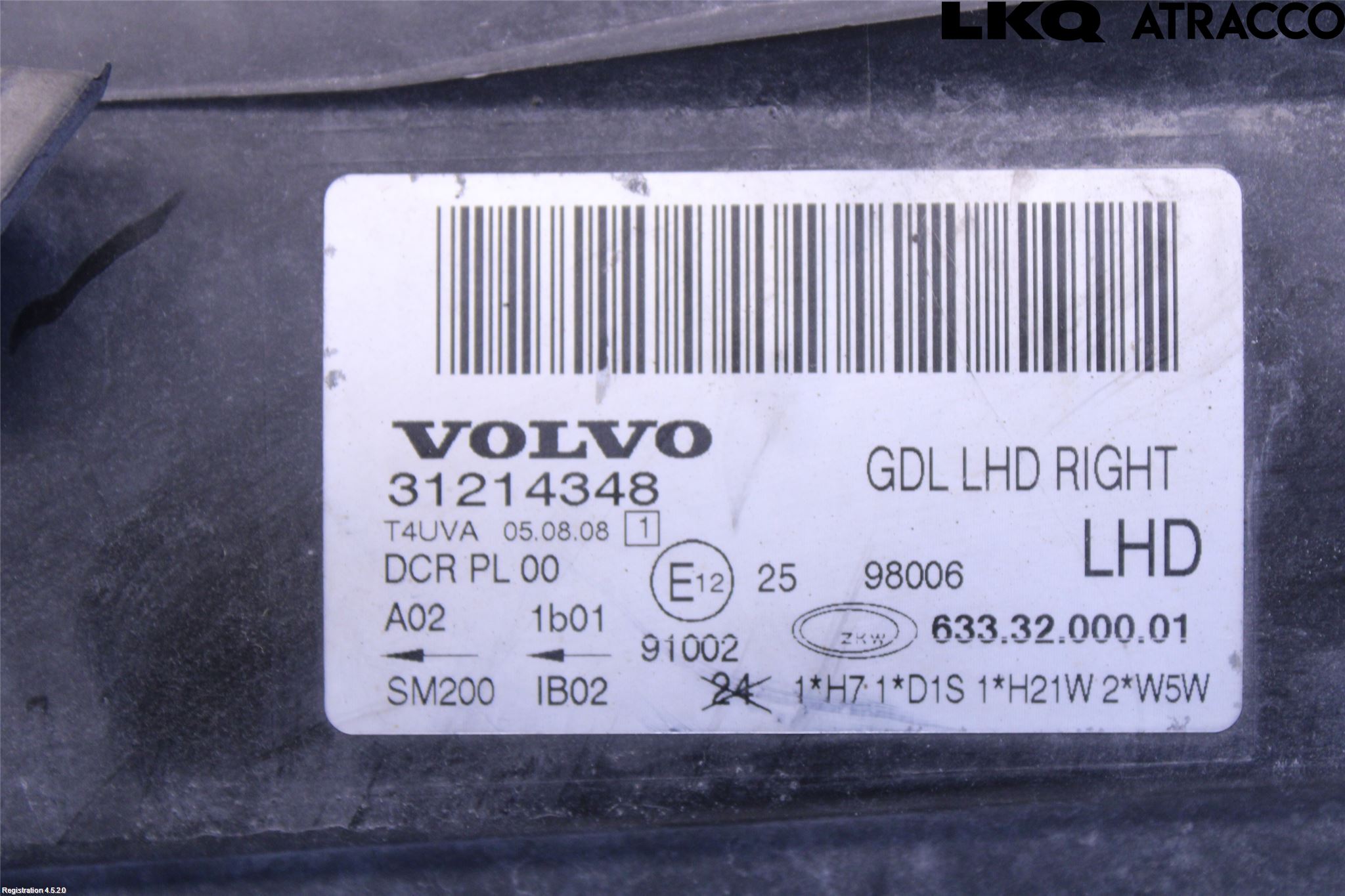 Volvo V70 08-13 Frontlykt Høyre