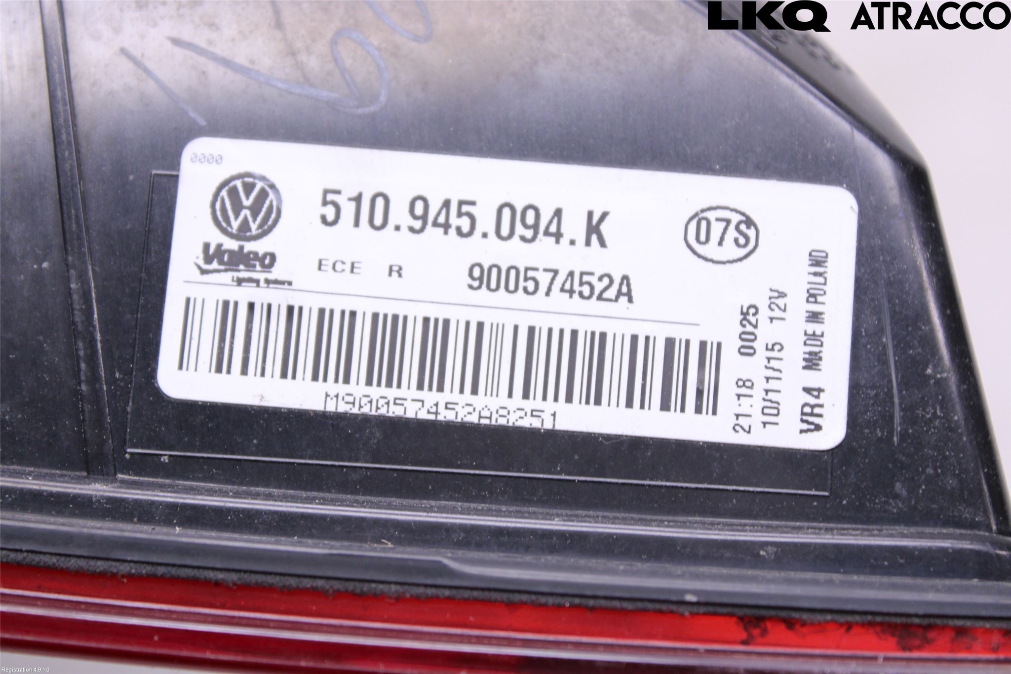 Volkswagen VW GOLF SPORTSVAN 15-20 Baklykt Høyre  På Luke(Indre)
