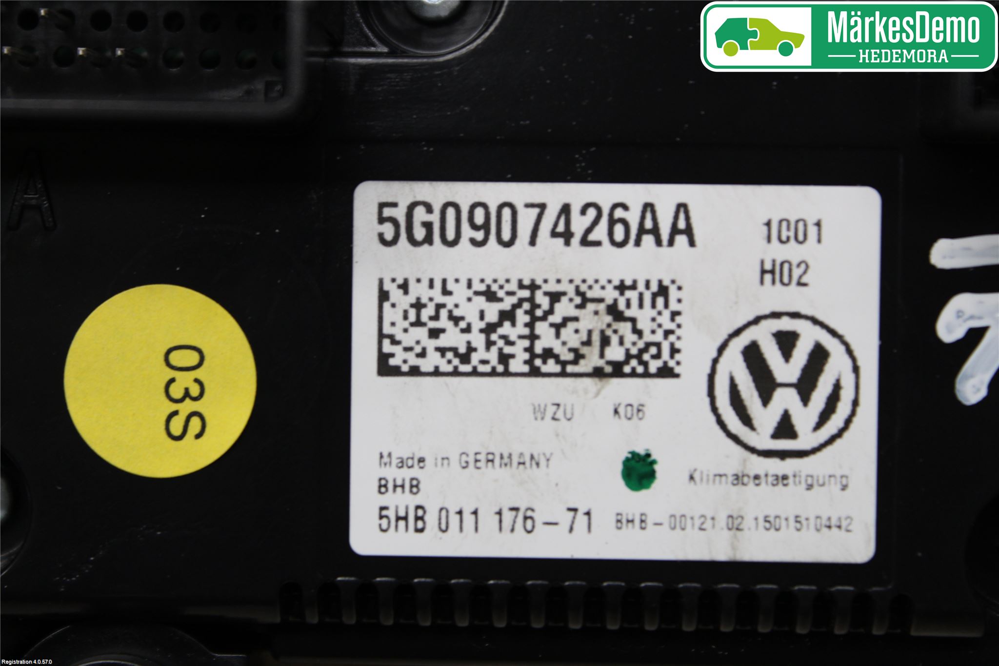 Volkswagen VW GOLF / E-GOLF VII 13-20 Varme Ac Betjening-Display