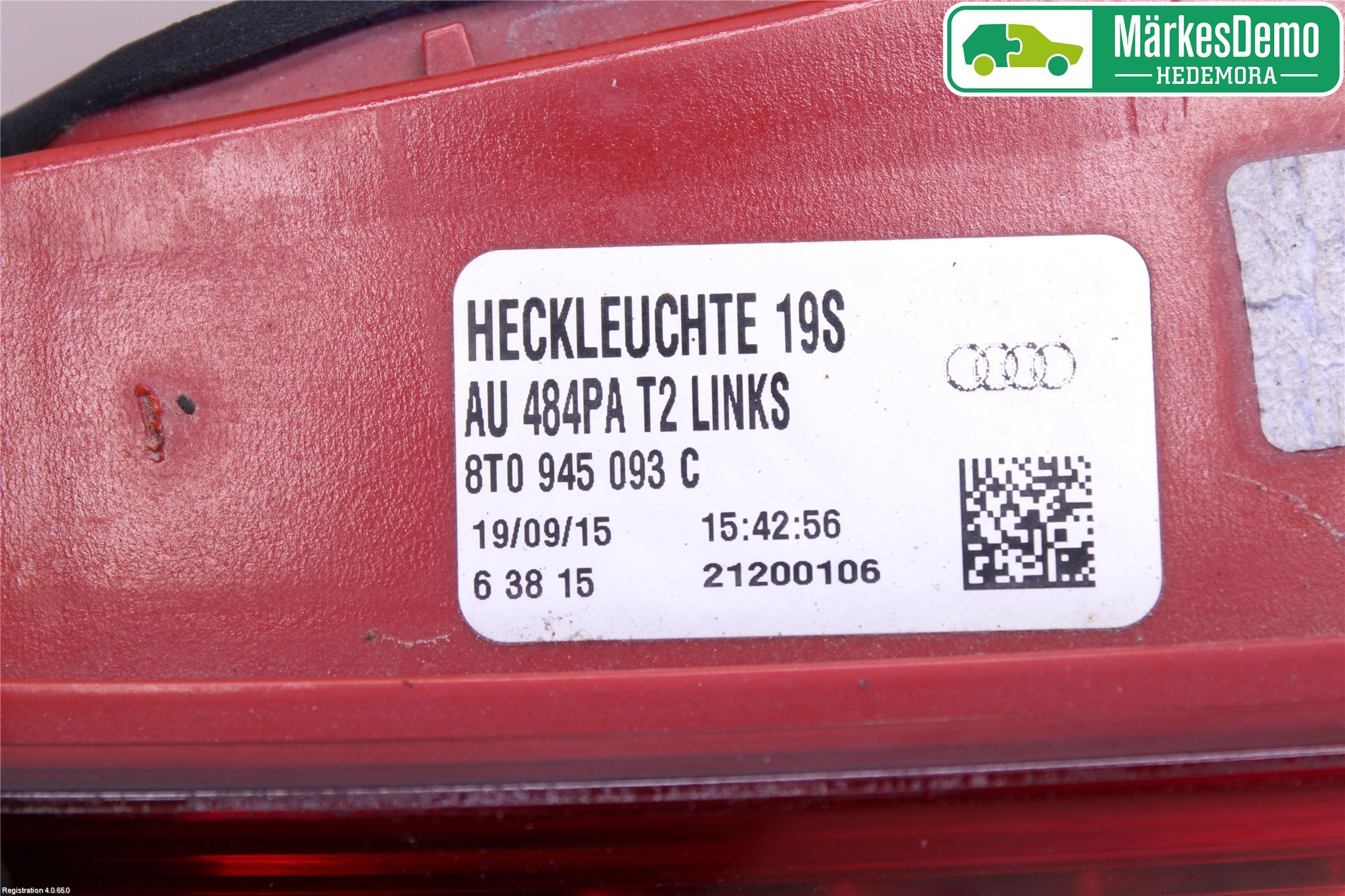 Audi A5 07-16 Baklykt Venstre  På Luke(Indre
