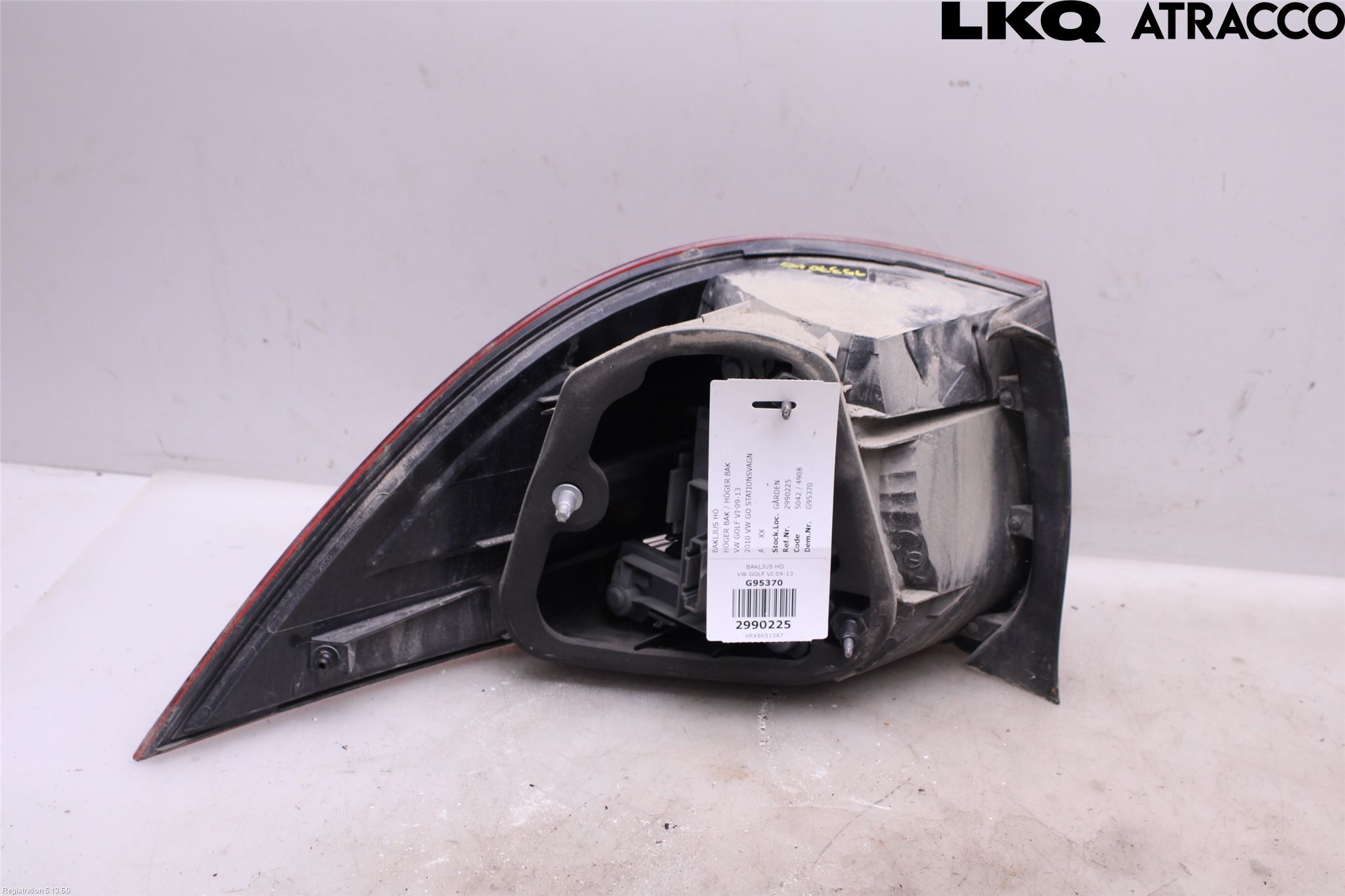 Volkswagen VW GOLF VI 09-13 Baklykt Høyre