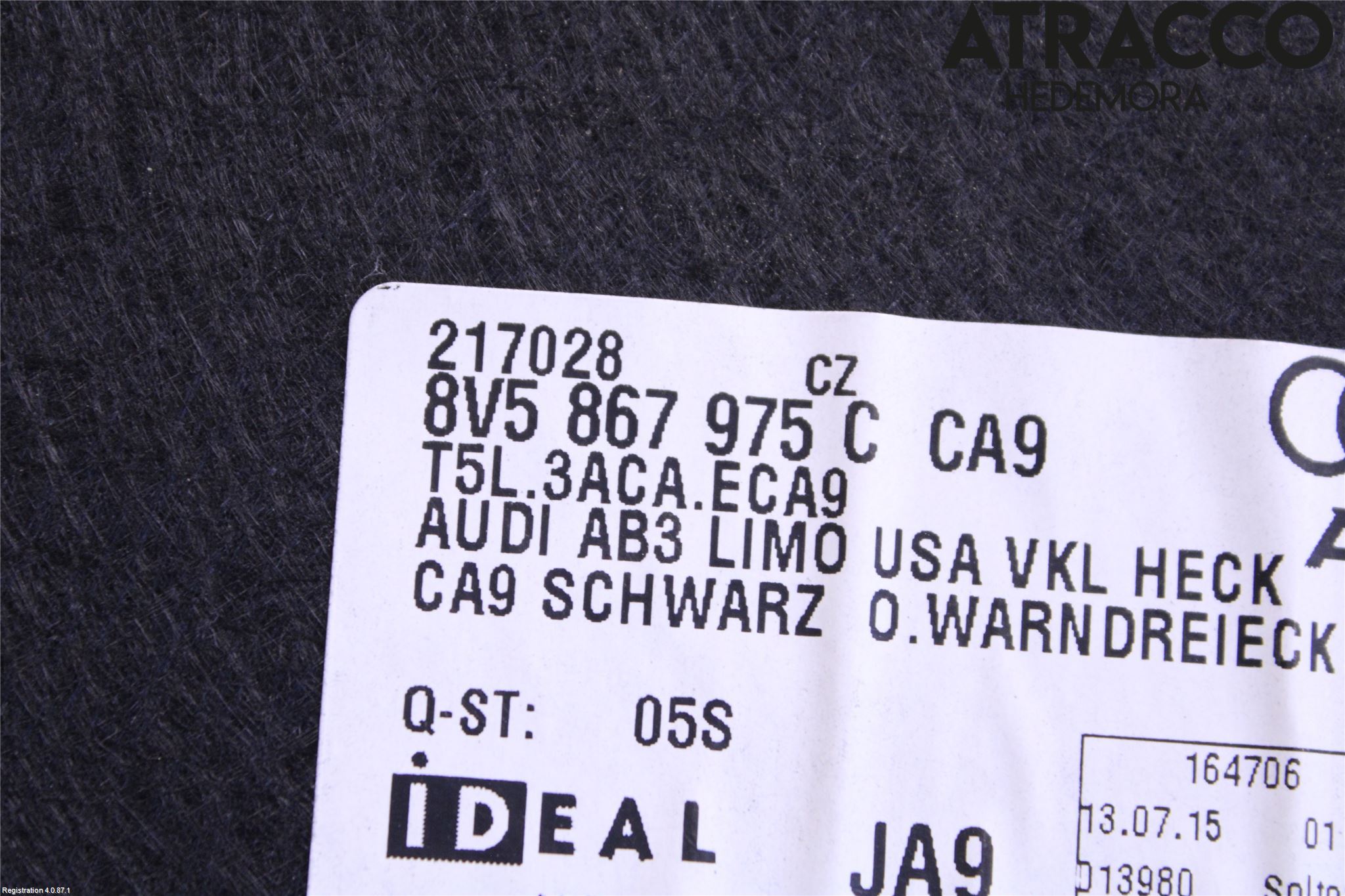 Audi A3/S3 8V 13-20 Innr Bakluketrekk