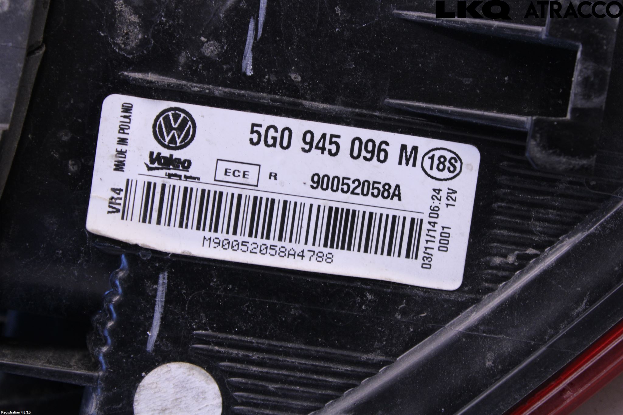 Volkswagen VW GOLF / E-GOLF VII 13-20 Baklykt Høyre