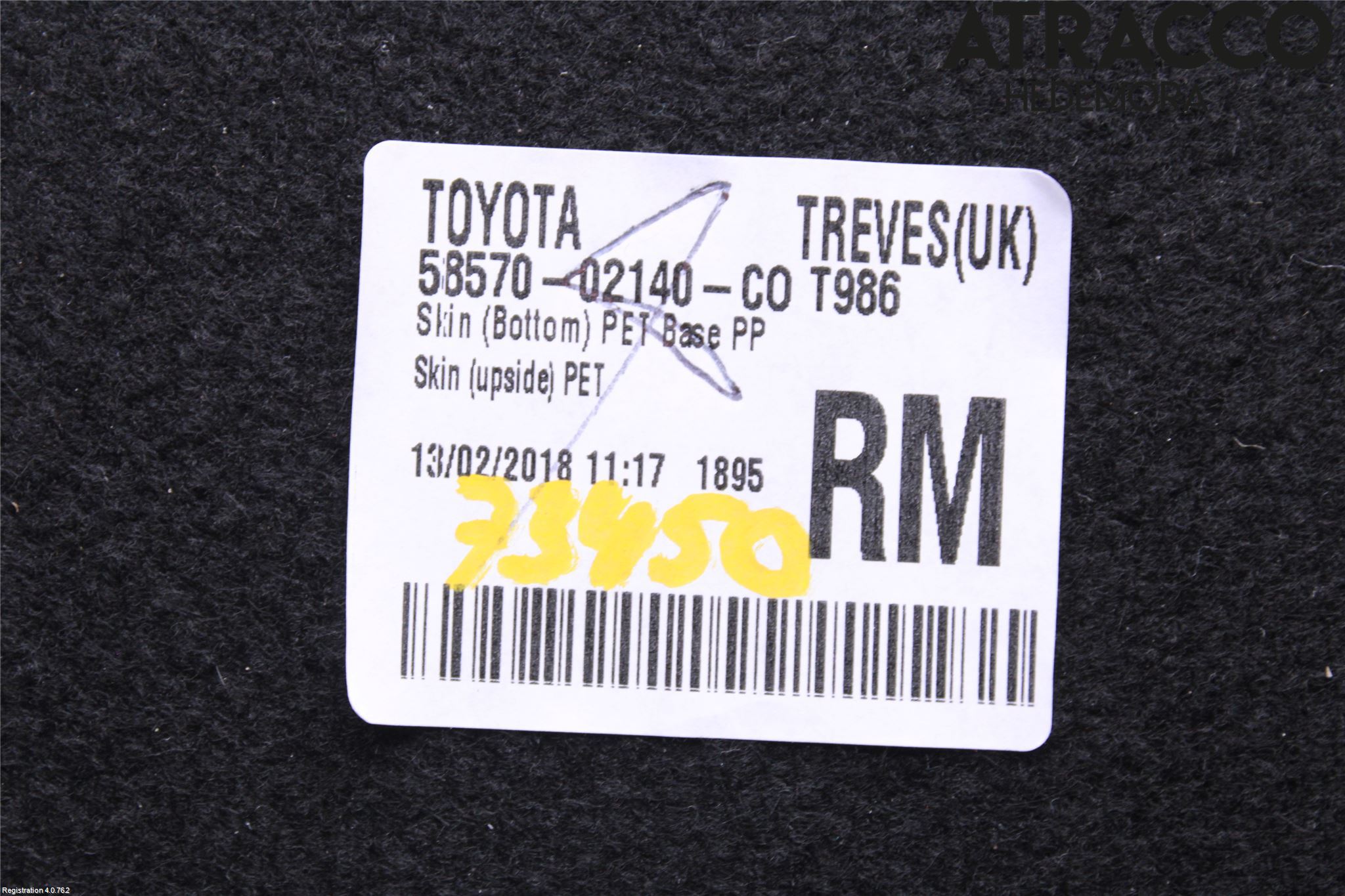 Toyota AURIS 13-19 Innr Bagasjeromkledsel